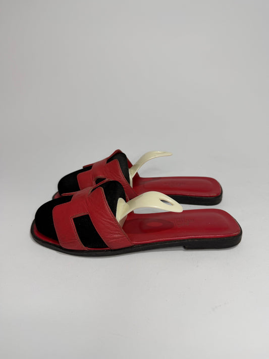 HERMES Red Box Calfskin Oran Sandals 36 EU/ 6 US / 3 UK