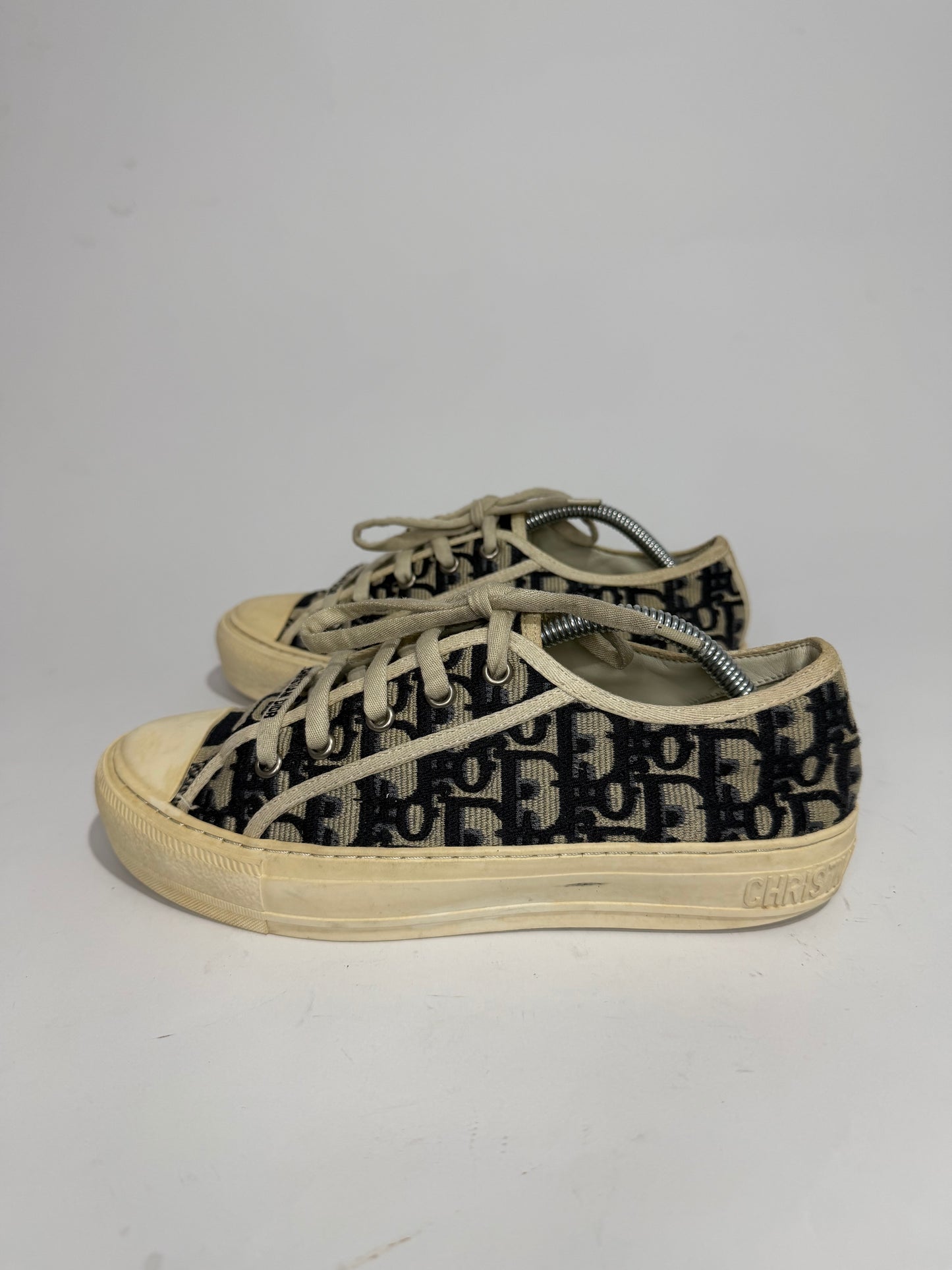 Dior Beige/Deep Blue Oblique Canvas Walk'n'Dior Low Top Sneakers Size 37 EU/ 7 US/ 4 UK