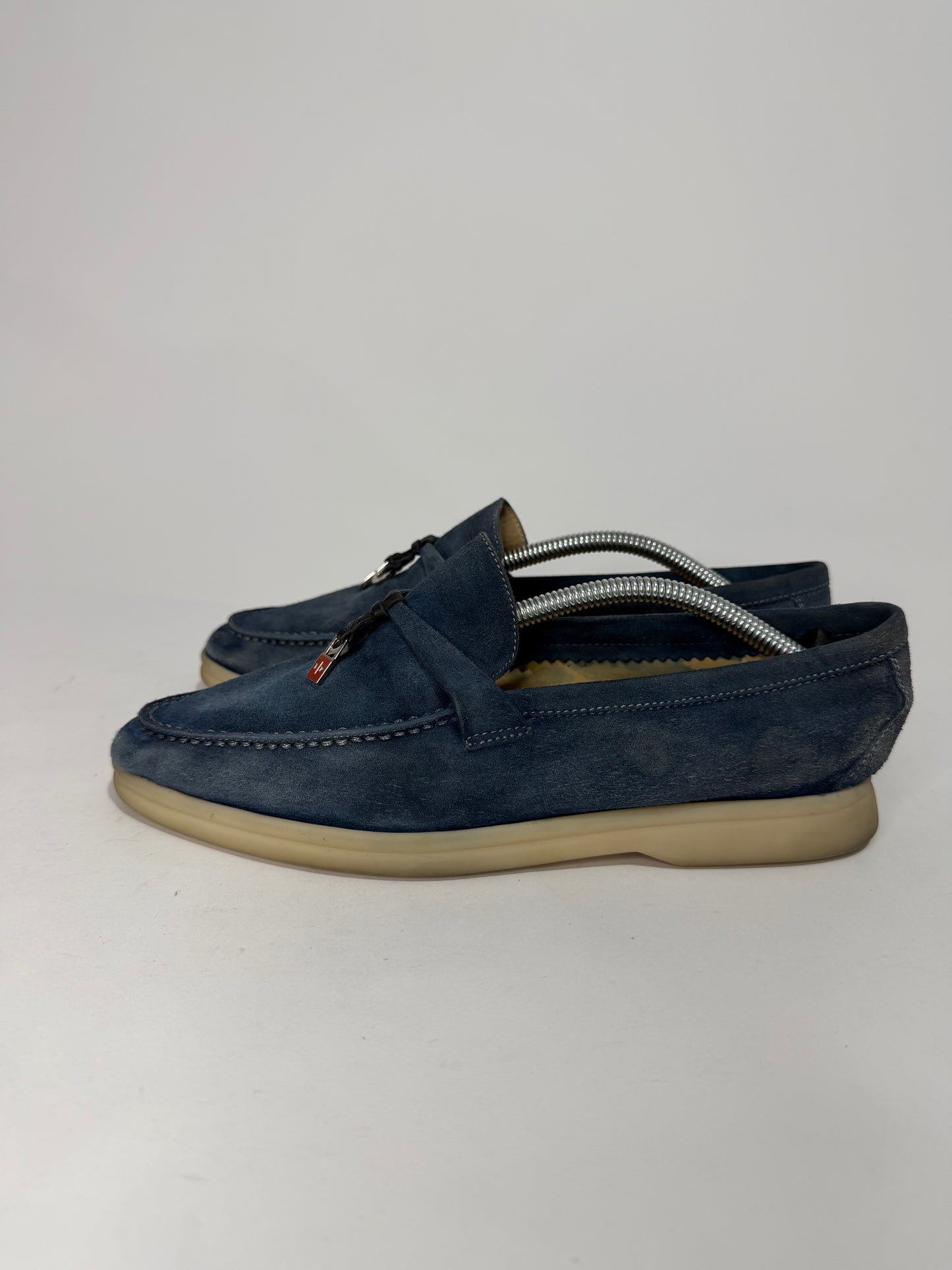Loro Piana Blue Suede Summer Charms Walk Loafers Size 37 EU/ 7 US