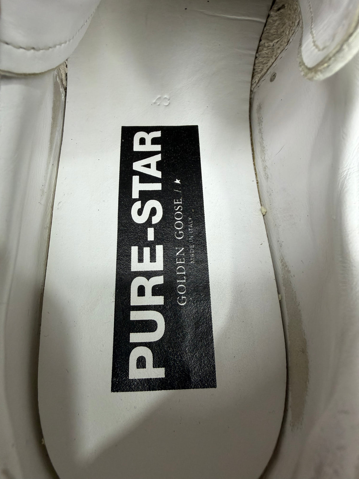 Golden Goose PureStar Size 43 White/Black Leather Low Top Sneakers