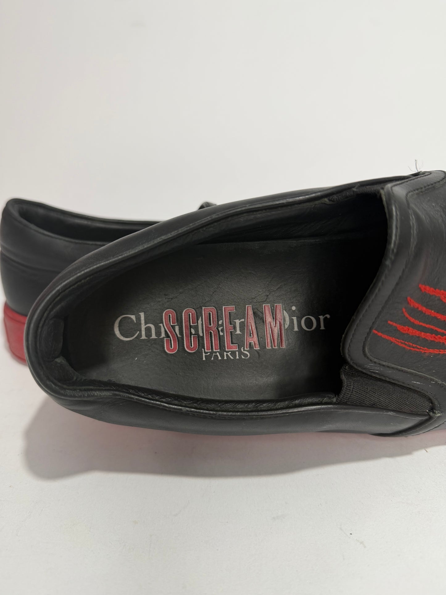 Dior Homme “Scream” Leather Slip-On Sneakers Black/Red – Men’s EU 45/ 11 UK/ 12 US