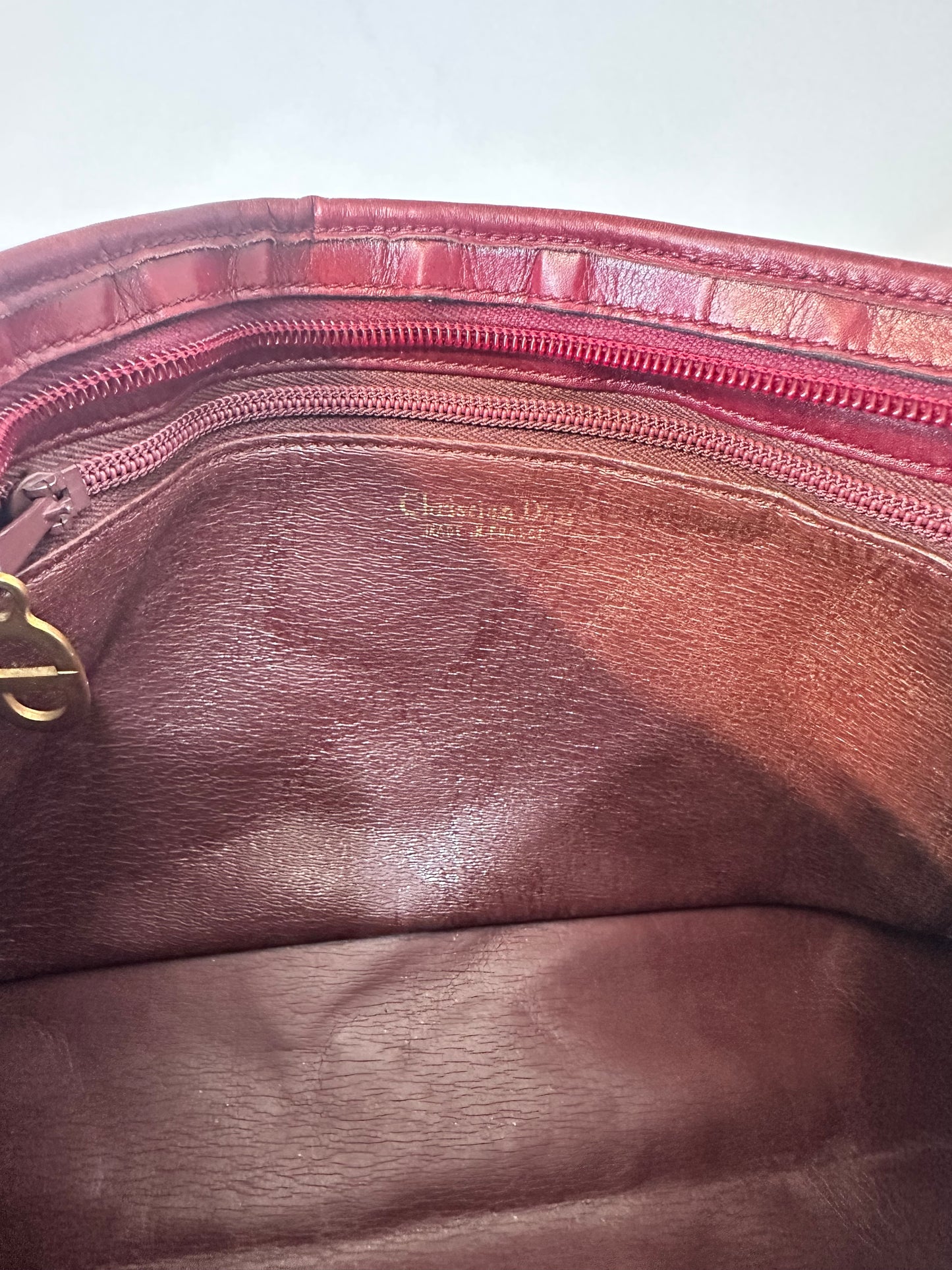 Christian Dior Vintage Burgundy Suede/ Leather Shoulder Bag Red