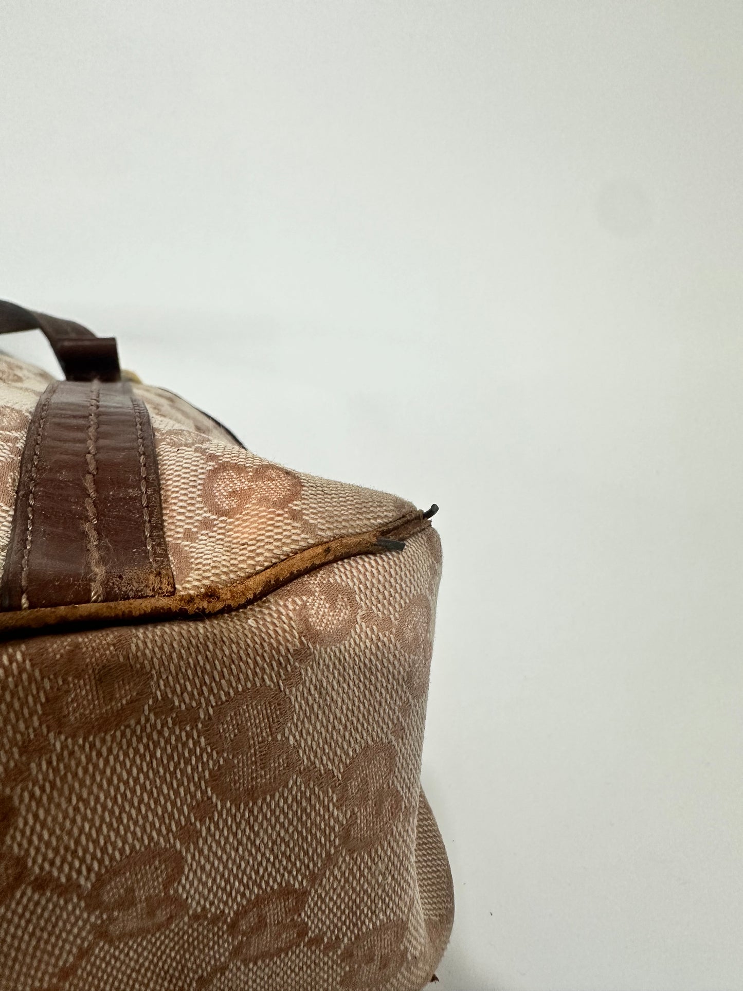 Gucci Vintage Coated Canvas Monogram Flap Shoulder Bag Ebony