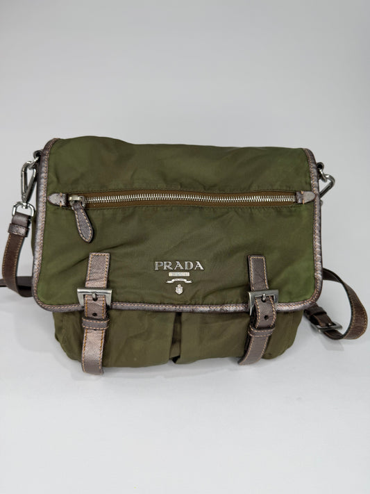 PRADA
Beige Nylon And Leather Medium Messenger Bag