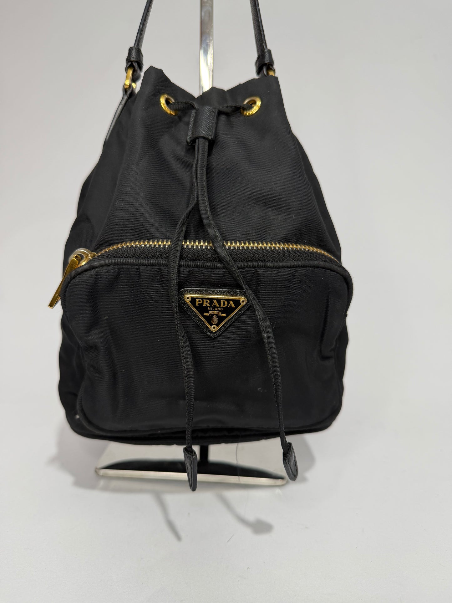 Prada Black Nylon Duet Top Handle Bag