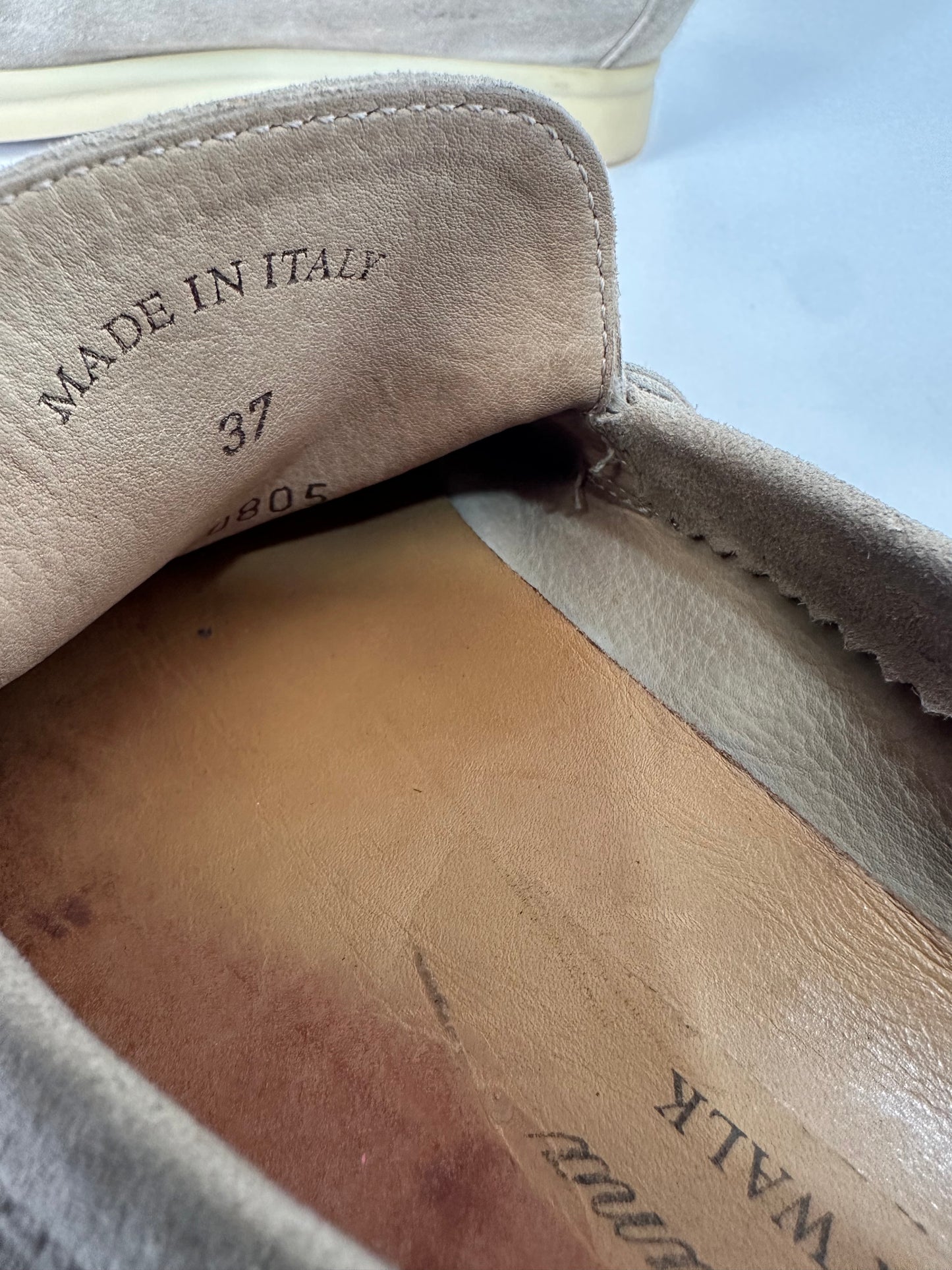 Loro Piana Beige Suede Summer Charms Walk Loafers Size 37