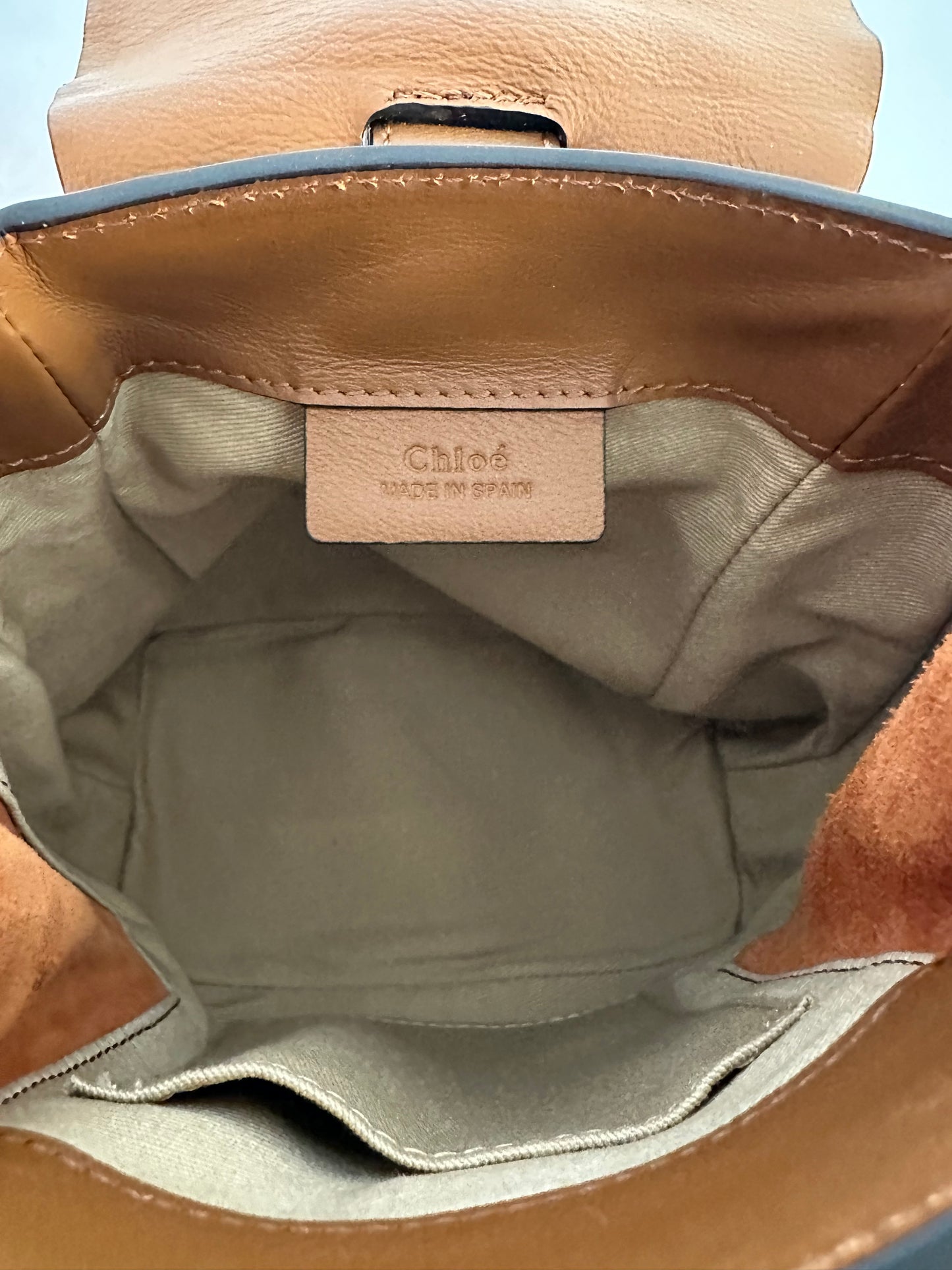CHLOE

Suede Calfskin Small Faye Backpack Tan