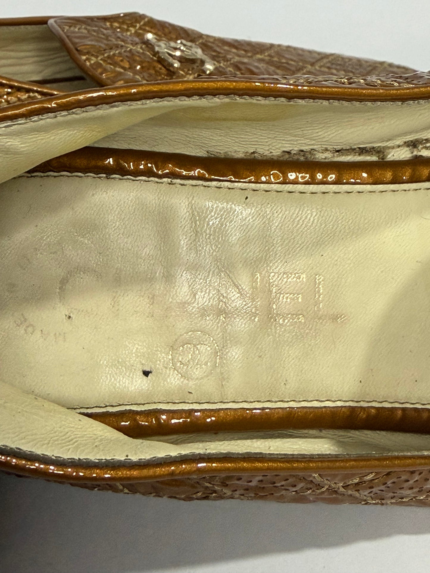 CHANEL Tan Quilted Leather Driver Loafers Size 37.5 EU/7.5 US/ 4.5 UK