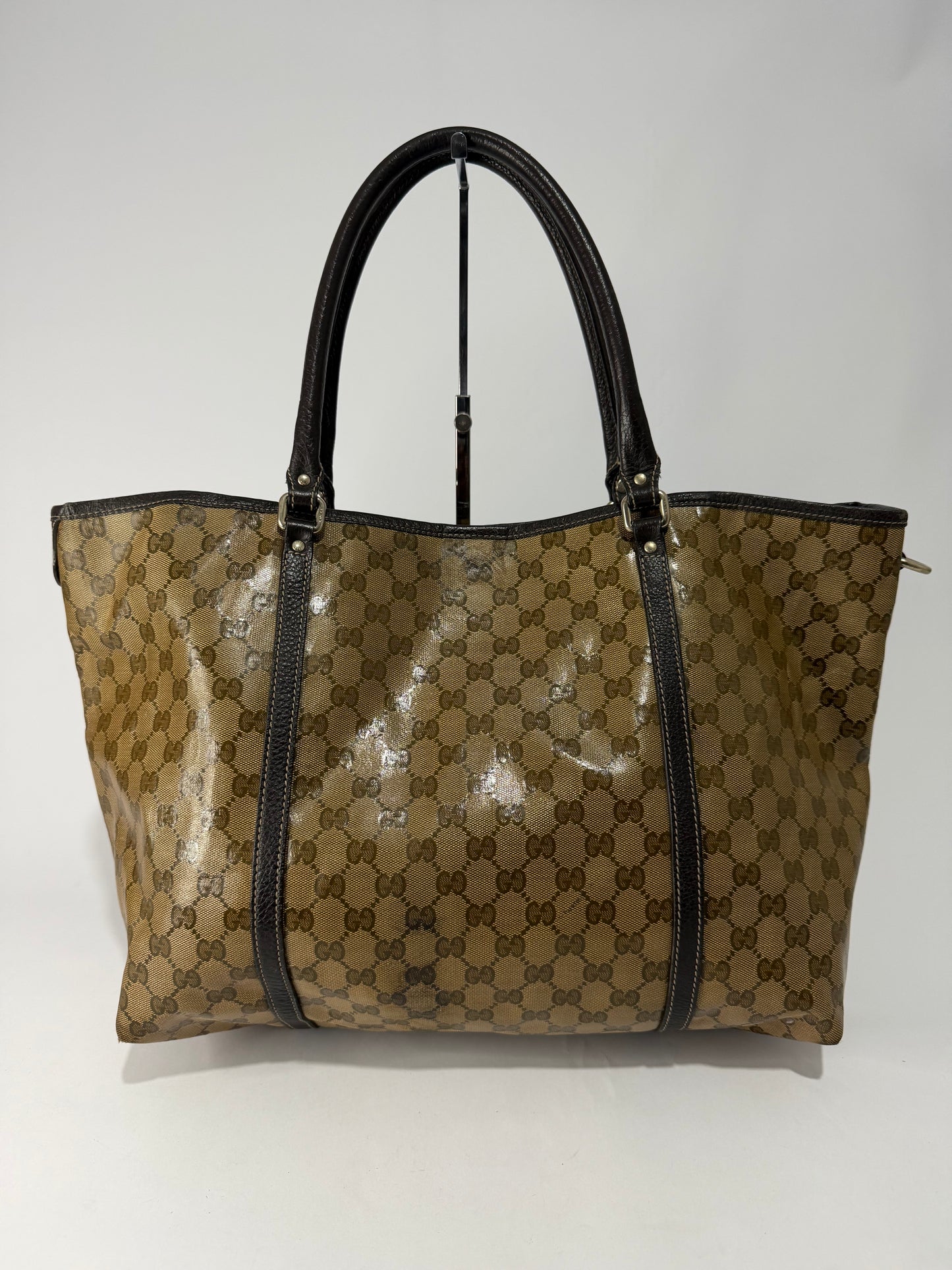 GUCCI
Beige/Ebony 'GG Crystal' Coated Canvas Joy Large Tote Bag