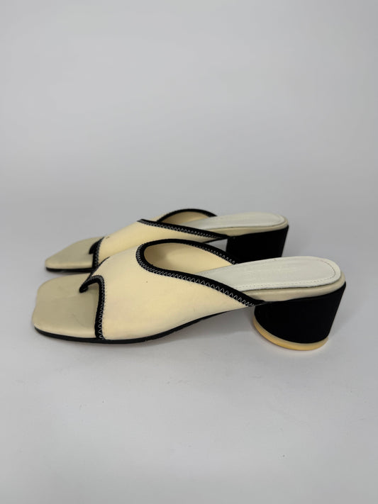 MM6 Maison Margiela cream Scuba Lyrca Heeled Sandals