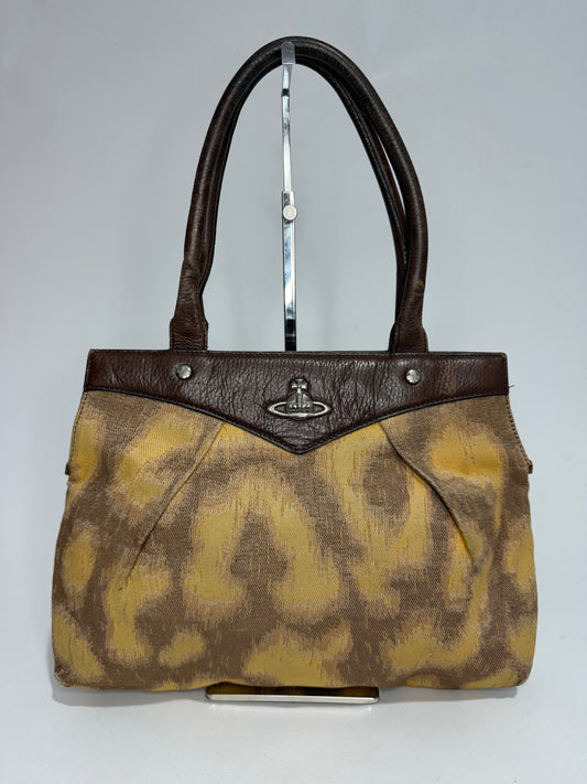 Vivienne Westwood Leopard Print Canvas & Leather Shoulder Tote Bag