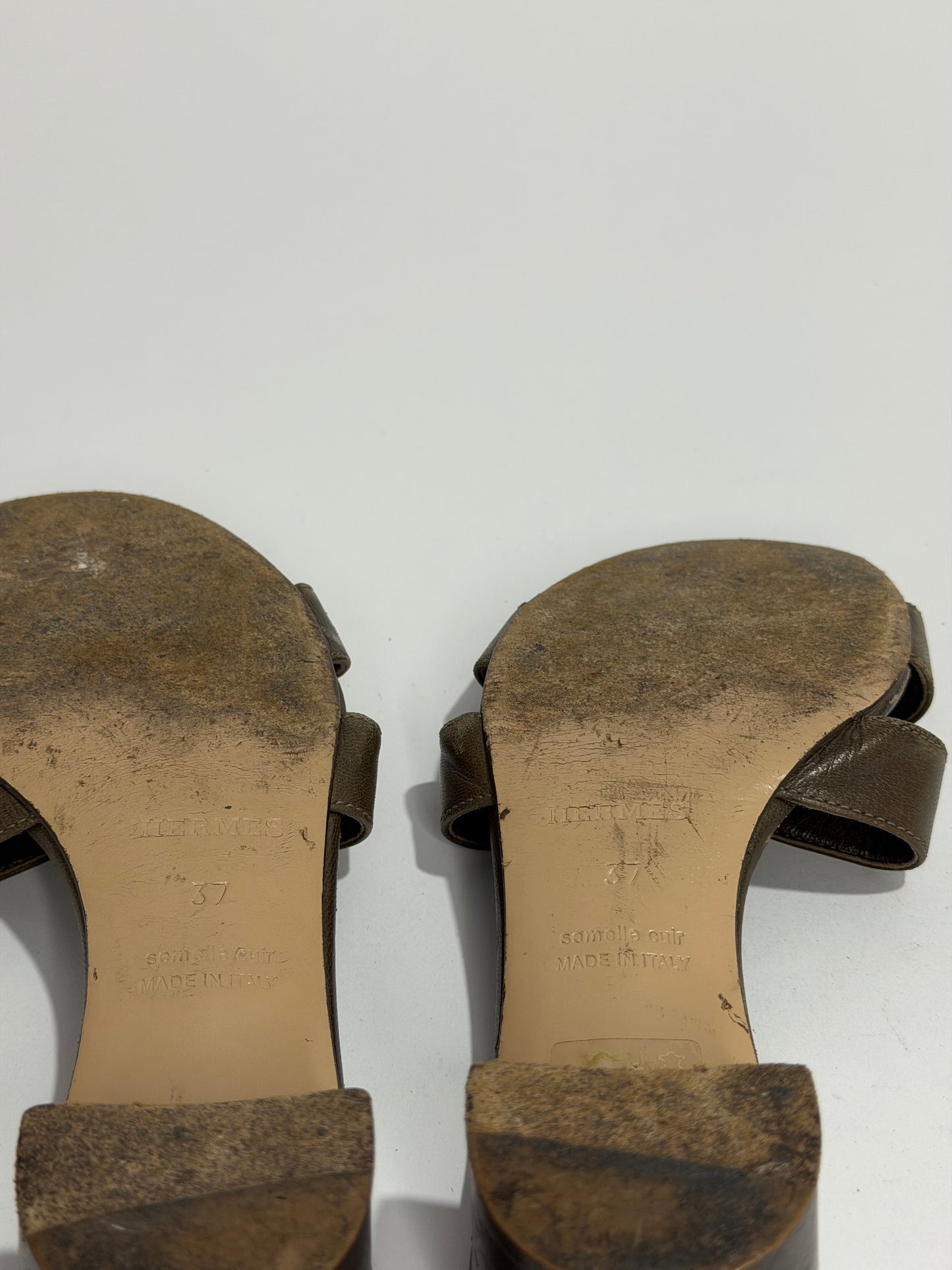 Hermès Oasis H Cut-Out Leather Mule Sandals Brown | Size 37 | Block Heel