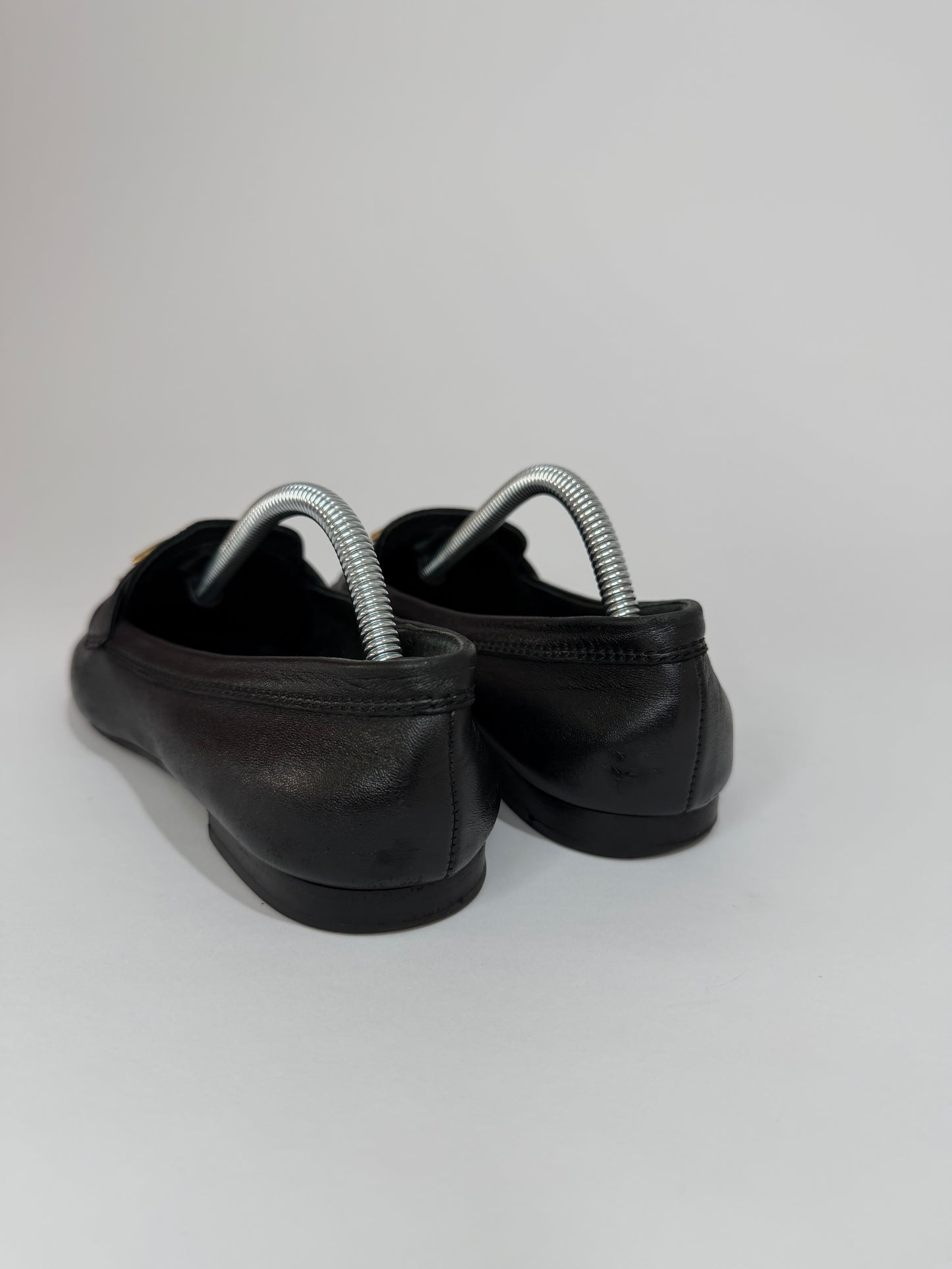 Chanel Black Leather Metal CC Slip On Loafers Size 35.5EU/5.5 US