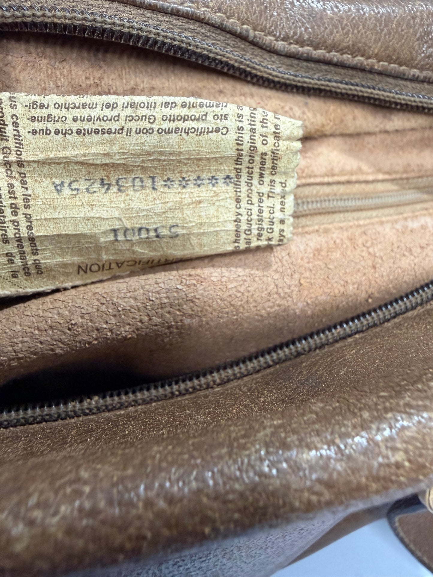 Vintage Gucci Brown Leather & Pink Textile Shoulder Bag