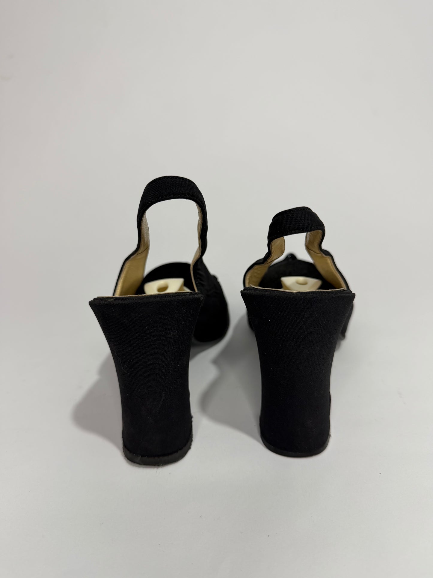 Prada Black Slingback Block Heel Pumps Size 40 Made in Italy