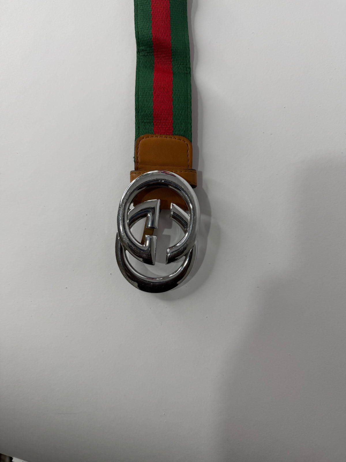 Gucci Brown Leather and Canvas Web Interlocking G Buckle Belt