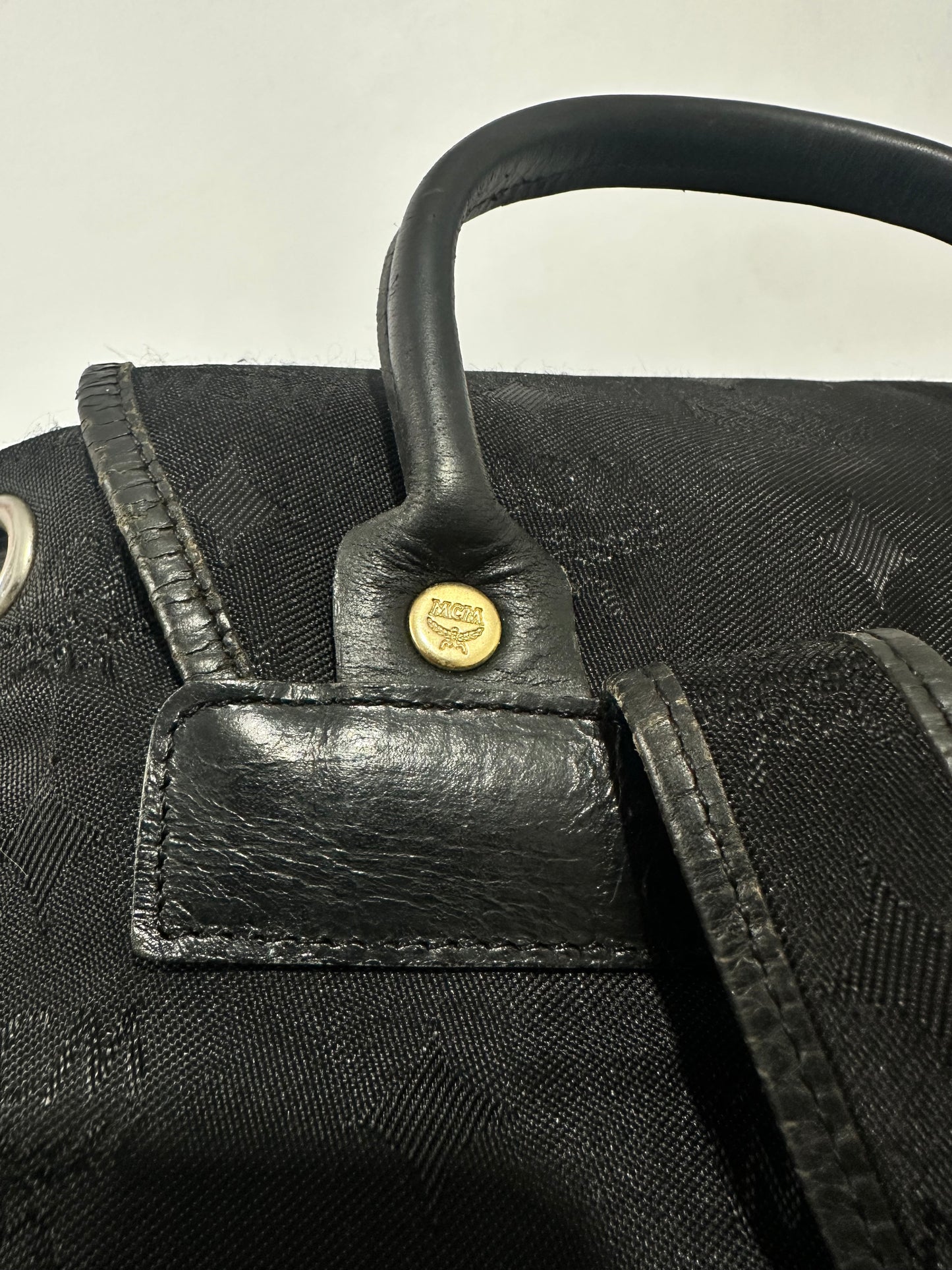 MCM Black Nylon and Leather Drawstring Backpack