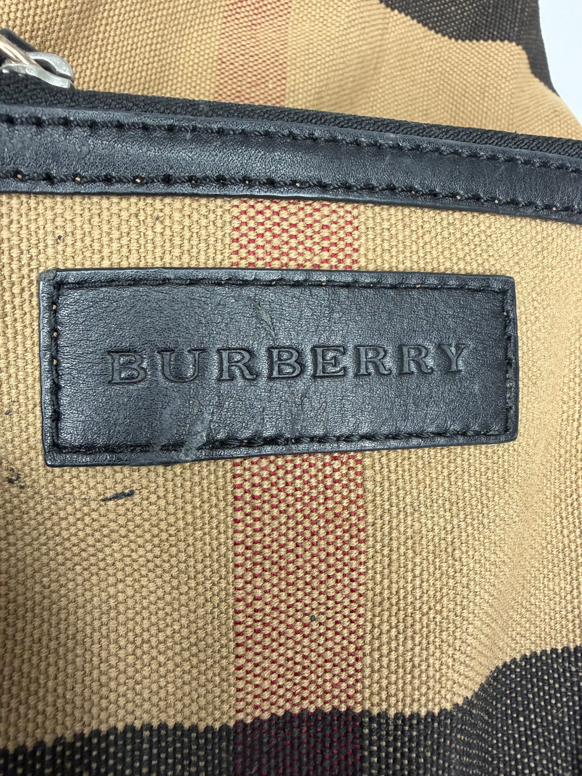 BURBERRY Canvas Mega Check Mini Ashby Tassel Crossbody Brown