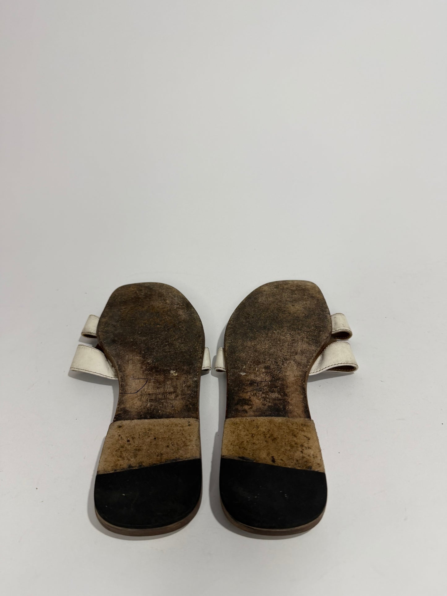 HERMES White Box Calfskin Oran Sandals 38 EU/ 8 US / 5 UK