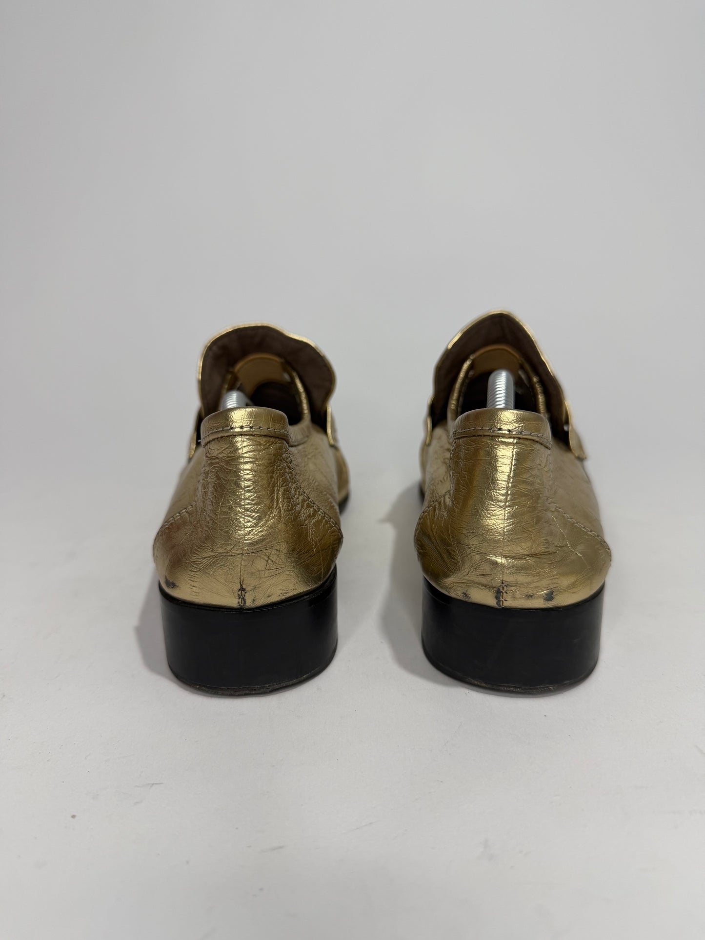The Row Gold
Eel Skin Loafers 
Women's Size 38 EU/8 US / 5 UK