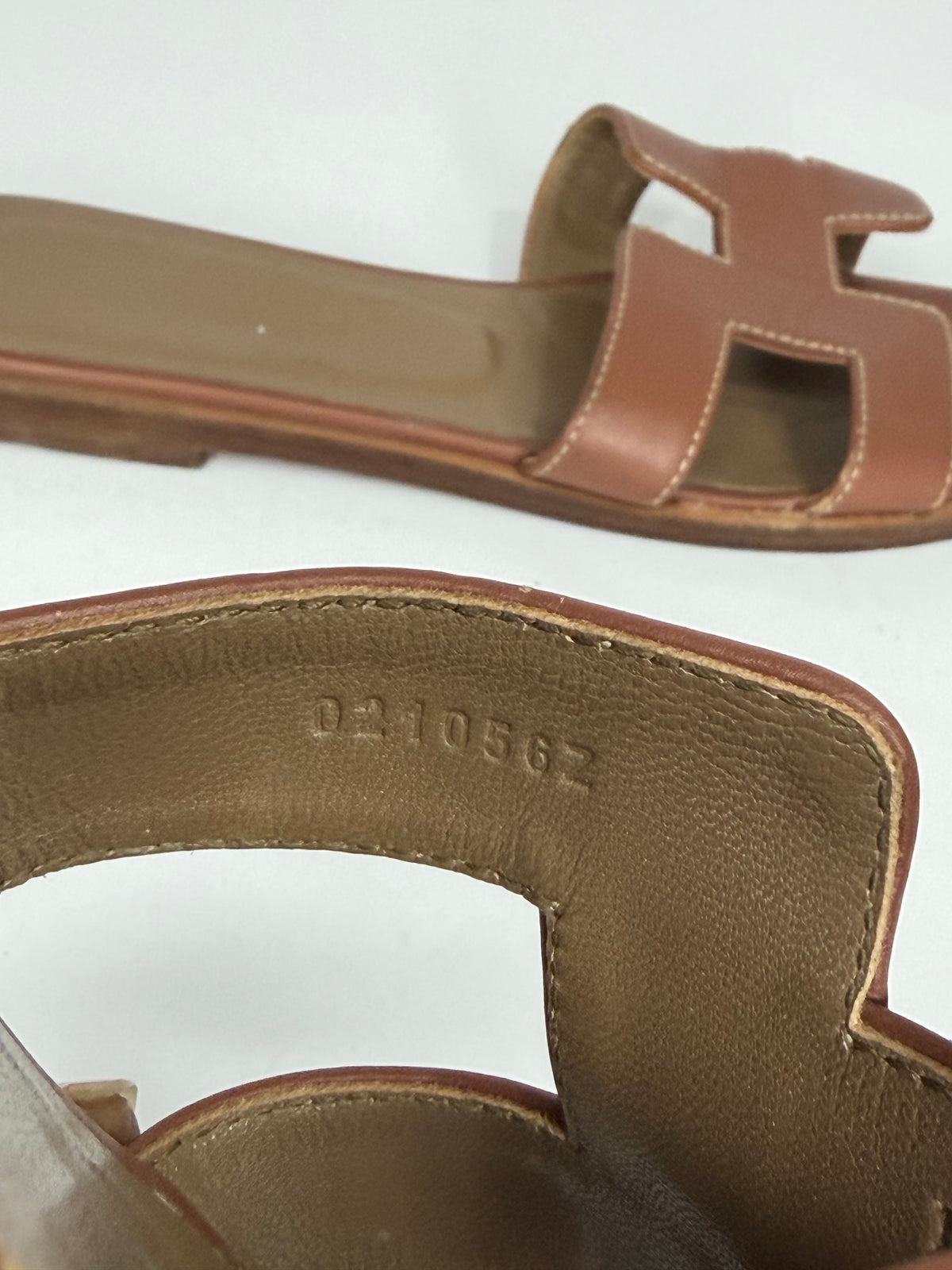 HERMES Brown Box Calfskin Oran Sandals 37 EU/ 7 US / 4 UK