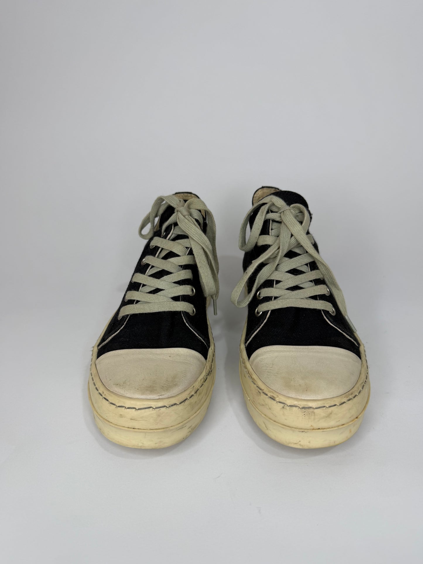 Rick Owens DRKSHDW Black Canvas High-Top Sneakers Size 38