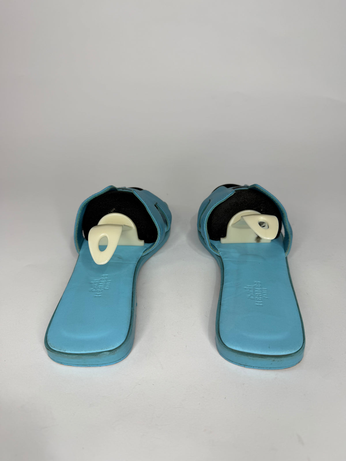 HERMES Blue Box Calfskin Oran Sandals 38 EU/ 8 US / 5 UK