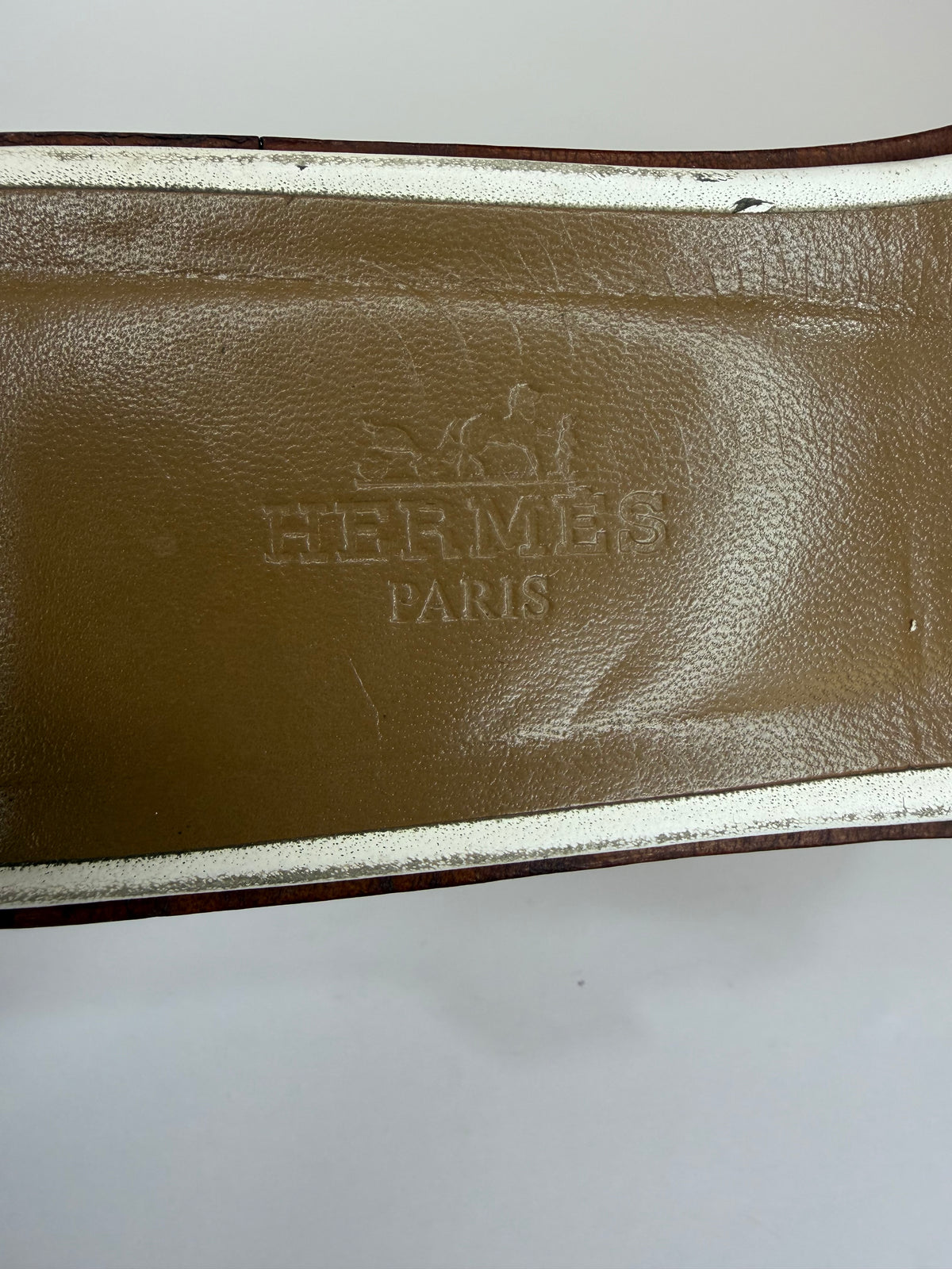 HERMES White Box Calfskin Oran Sandals 36.5 EU/ 6.5 US / 3.5 UK