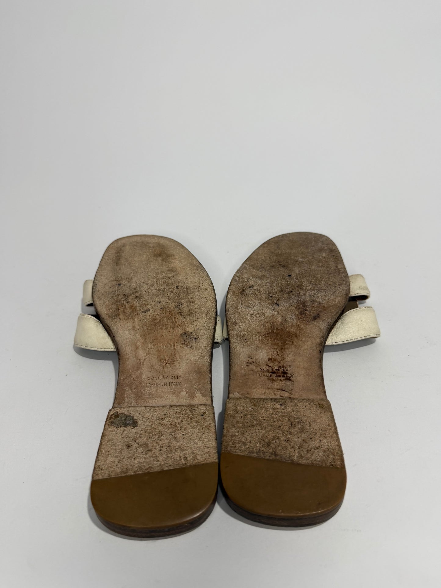 HERMES White Box Calfskin Oran Sandals 38 EU/ 8 US / 5 UK