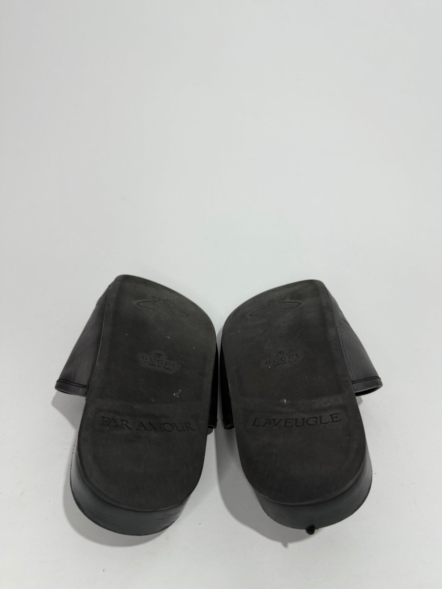 Gucci Black Leather Horsebit Princetown Flat Mules Size 8 US