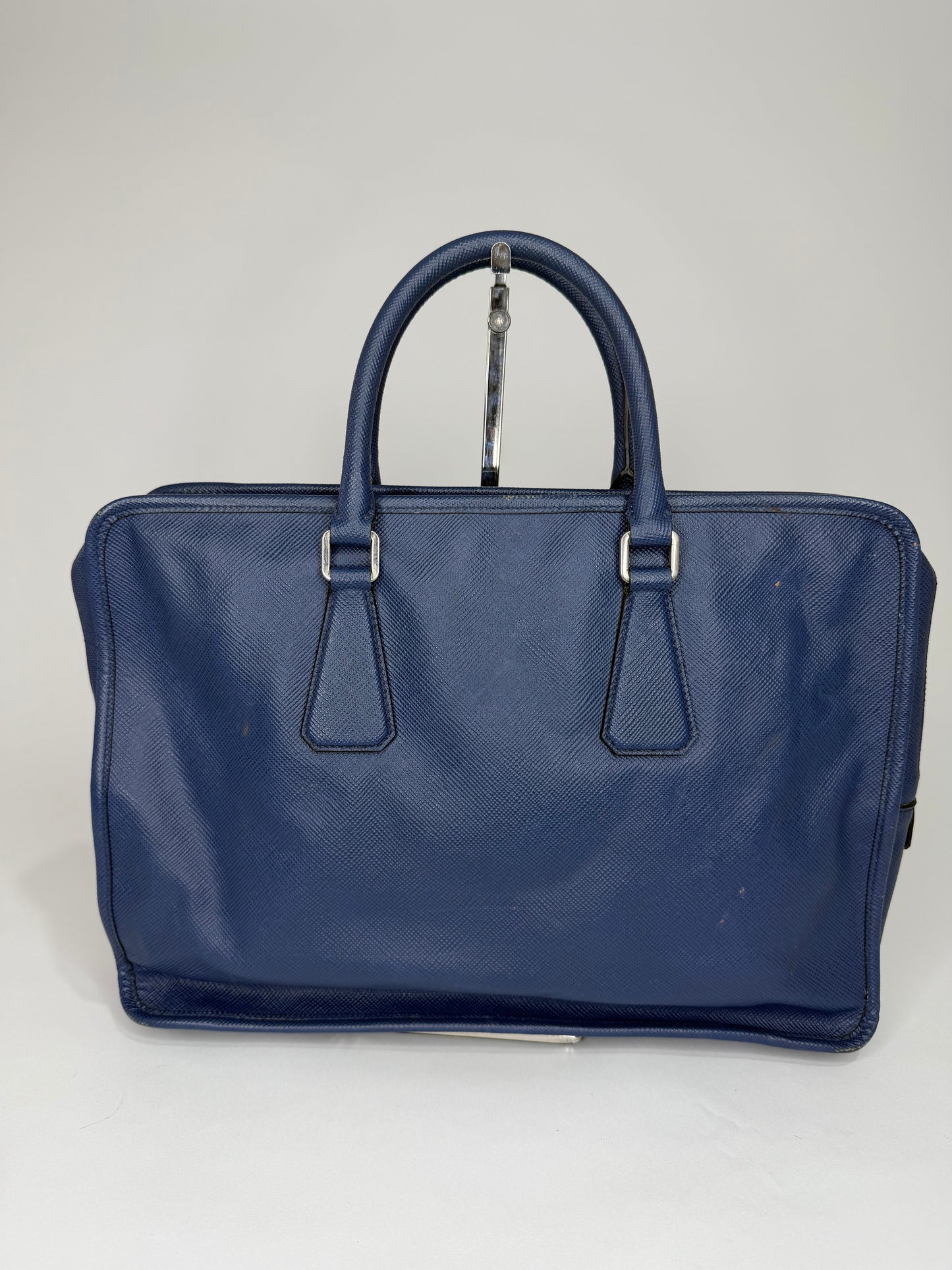 PRADA Saffiano Travel Briefcase Blue
