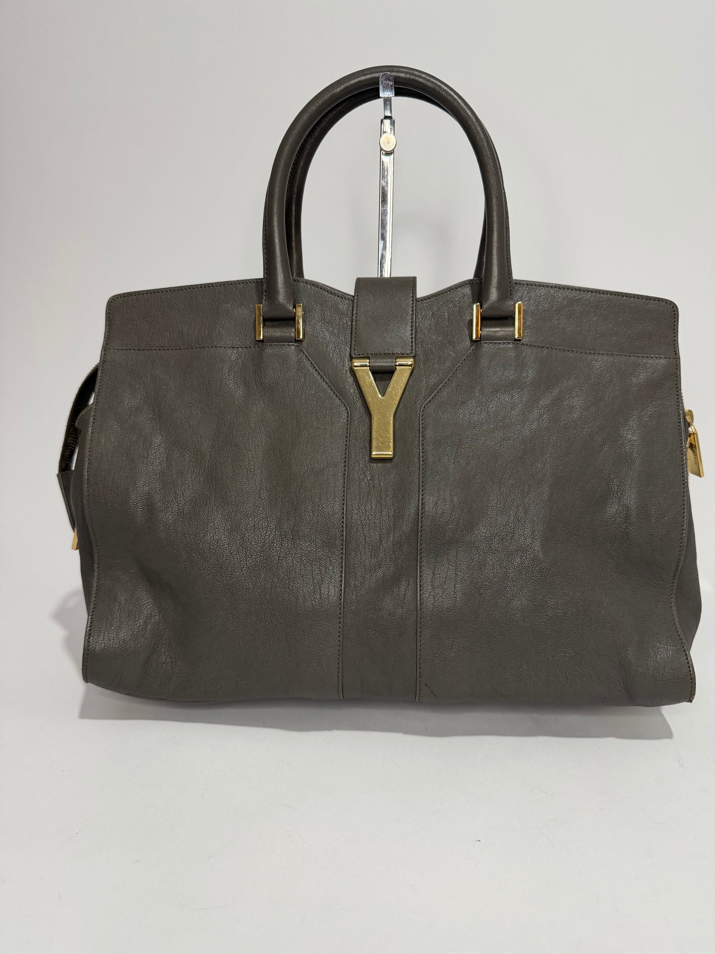 Yves Saint Laurent Grey Leather Large Cabas Chyc Tote