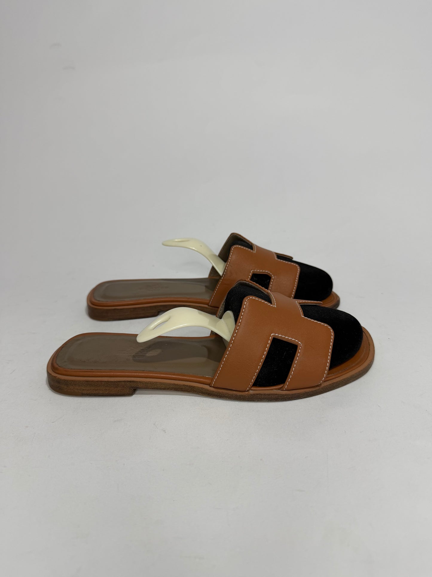 HERMES Brown Box Calfskin Oran Sandals 36 EU/ 6 US / 3 UK