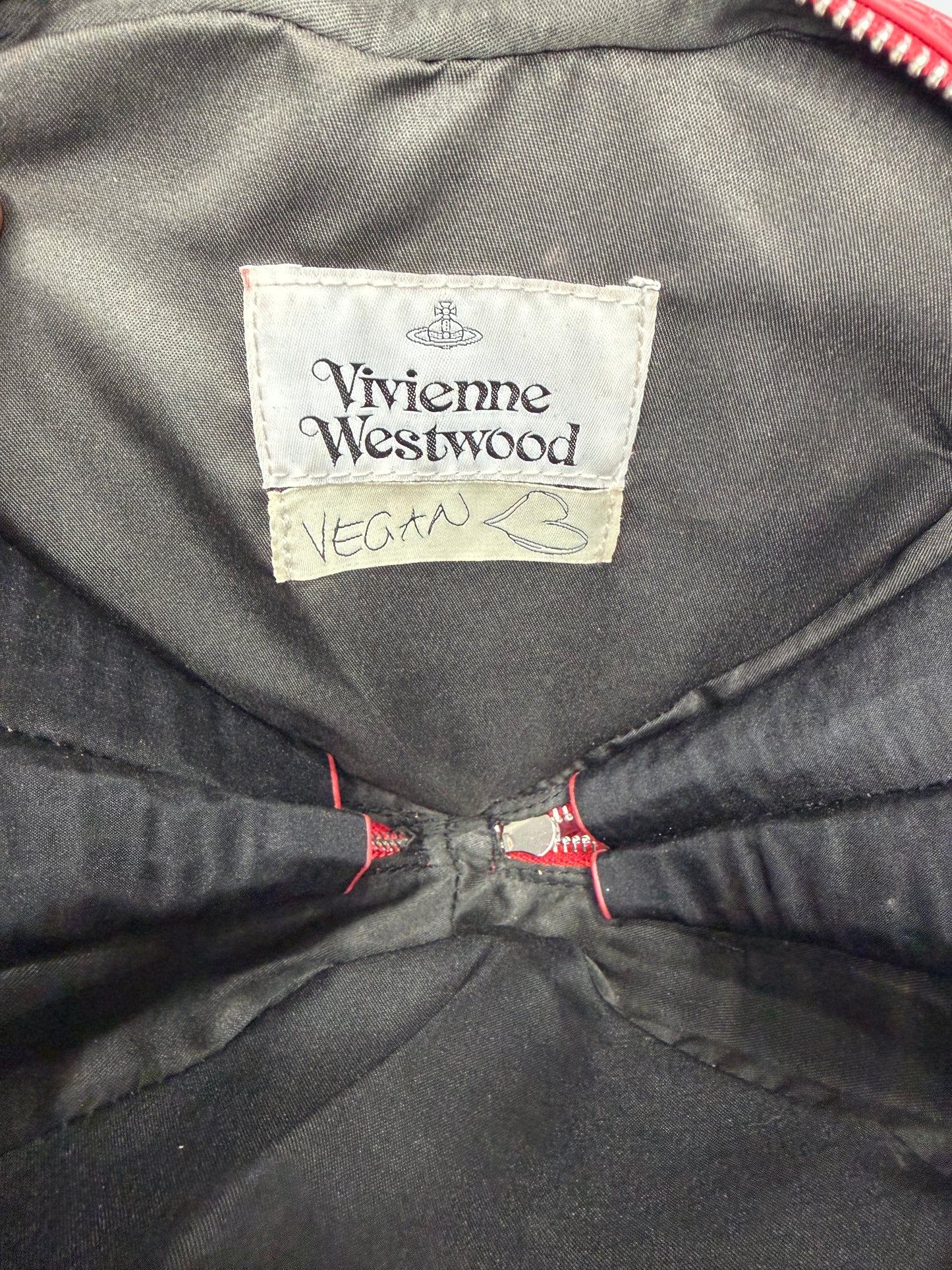 Vivienne Westwood Red Heart Crossbody Bag Croc-Embossed Vegan Leather Orb Logo