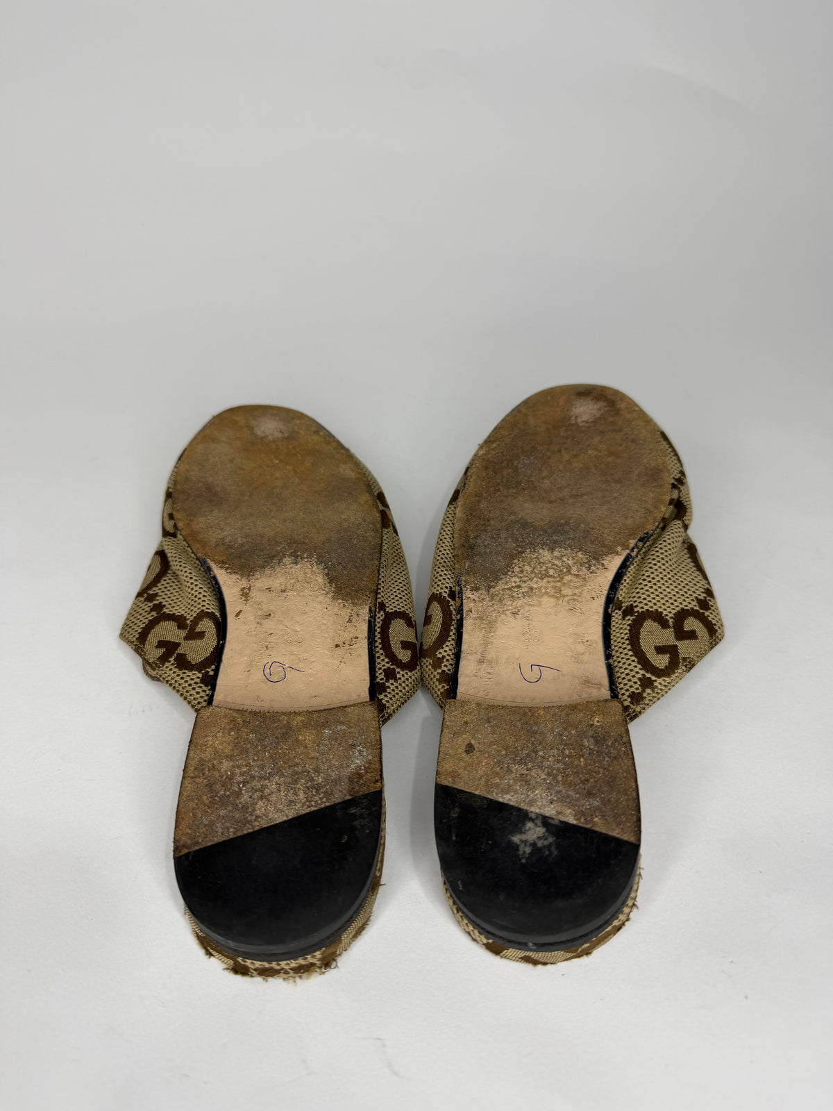Gucci Beige/Brown GG Canvas Princetown Flat Mules Size 38 EU/ 8 US