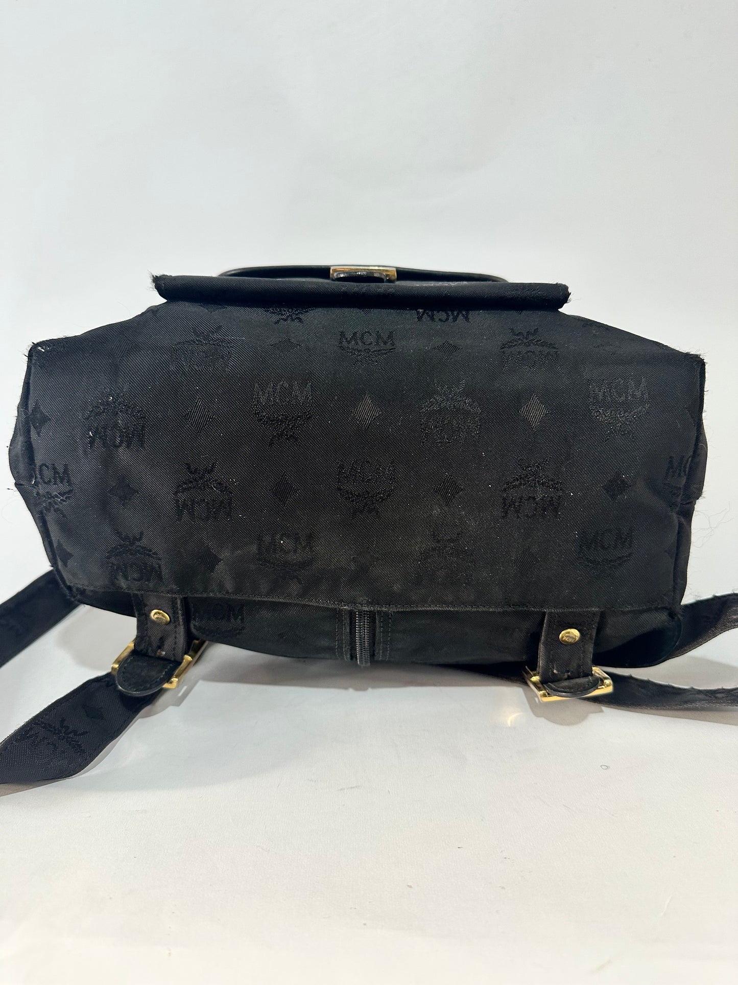 MCM Black Nylon and Leather Drawstring Backpack