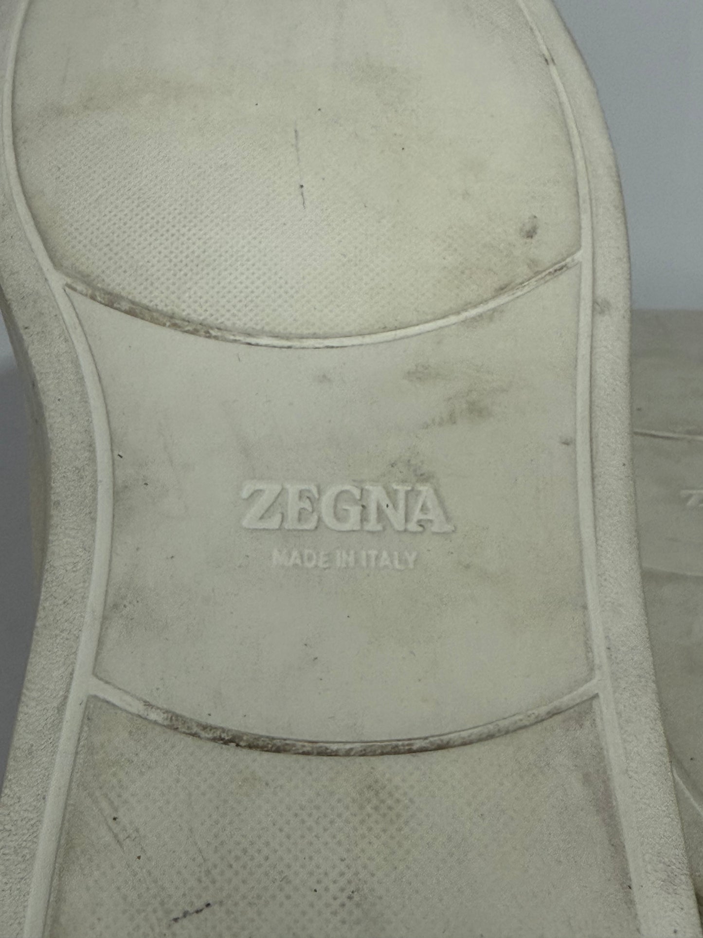 Ermenegildo Zegna Cream Leather triple stitch Slip On Sneakers Size 8 UK/ 9 US