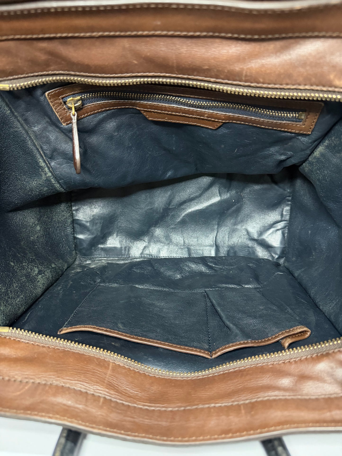 CELINE
Tri-Color Calfskin Leather Large Luggage Tote Bag