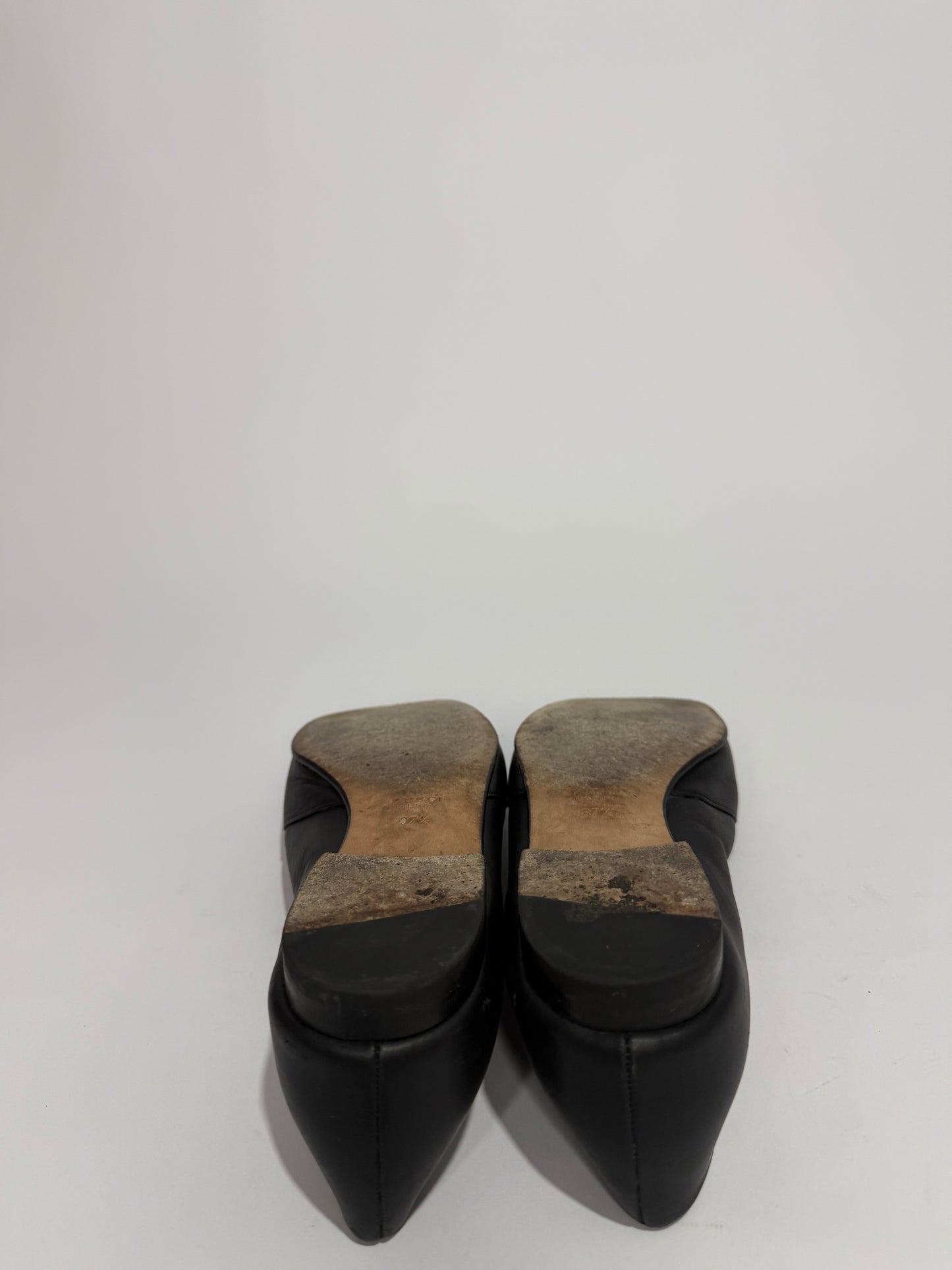 Gucci Black Leather Horsebit Loafers Size 37.5
