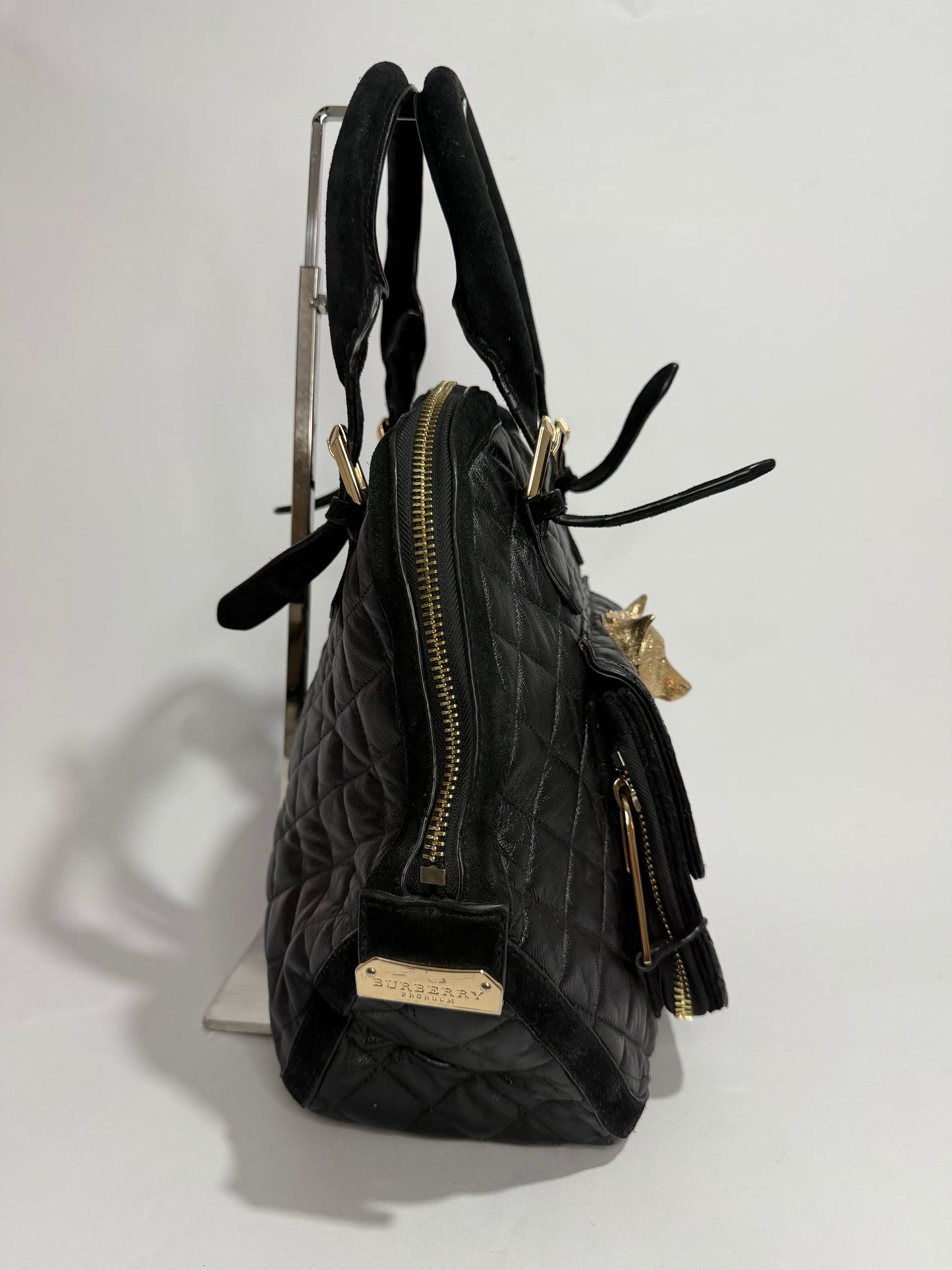 BURBERRY
Prorsum Black Quilted Nappa Leather Country Animal Orchard Bag