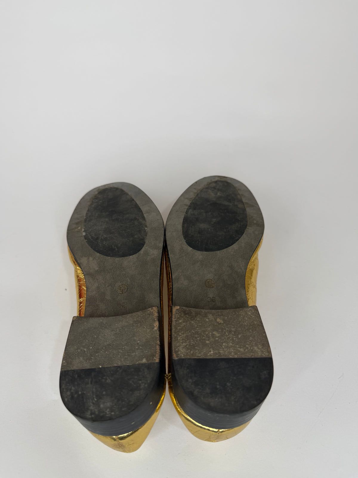 The Row Gold
Eel Skin Loafers 
Women's Size 36 EU/6 US / 3 UK