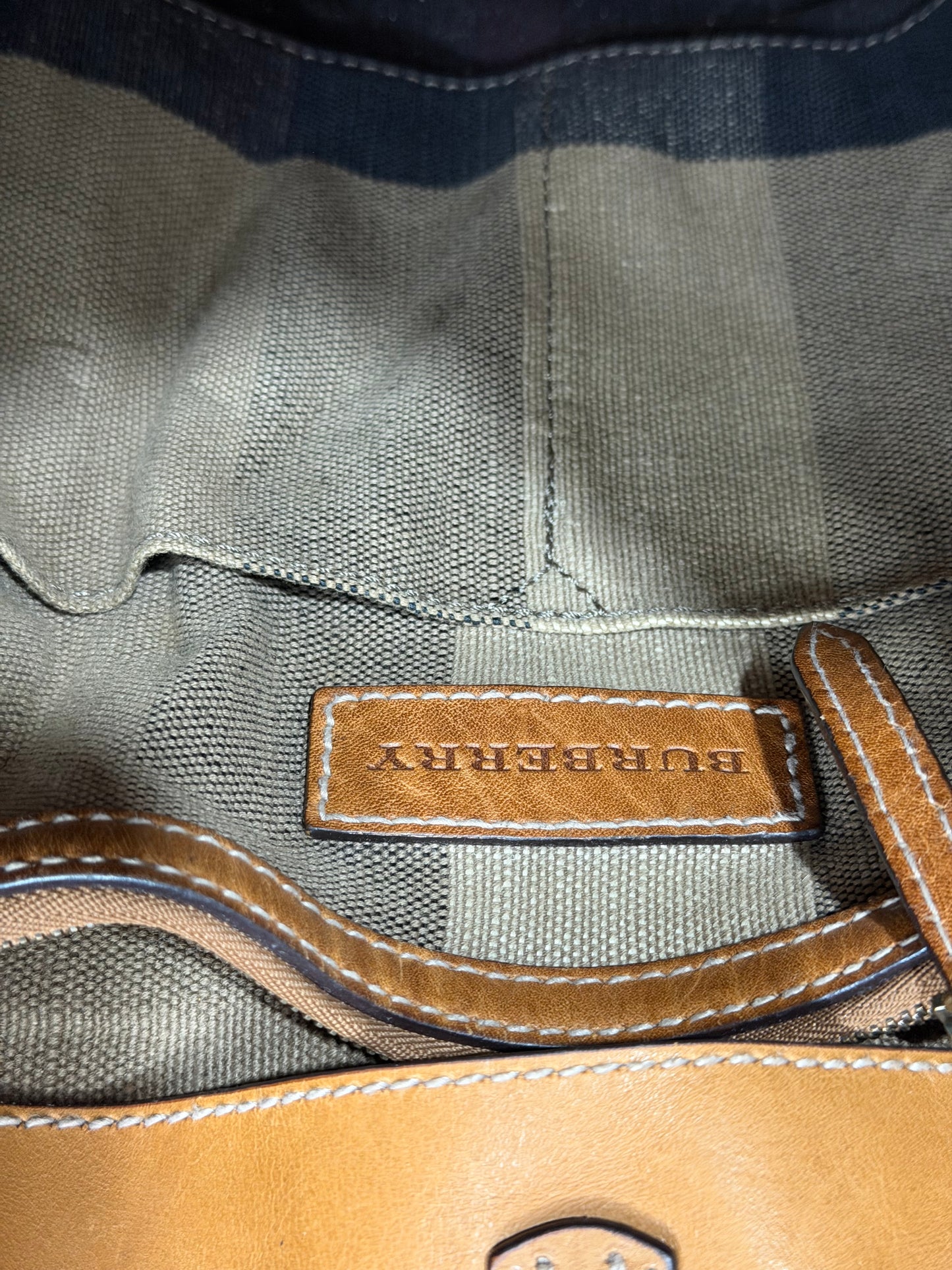 BURBERRY Canvas Mega Check Medium Ashby Hobo Saddle