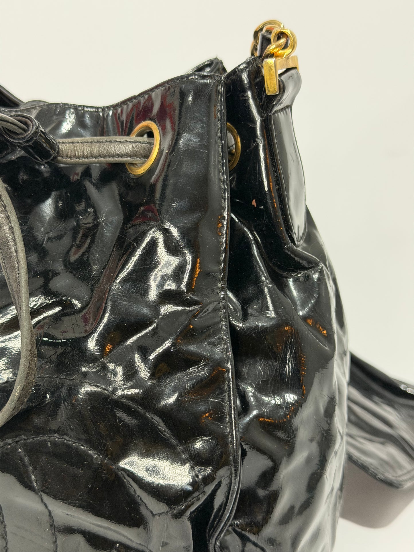 Vintage Chanel CC Patent Bucket Bag
