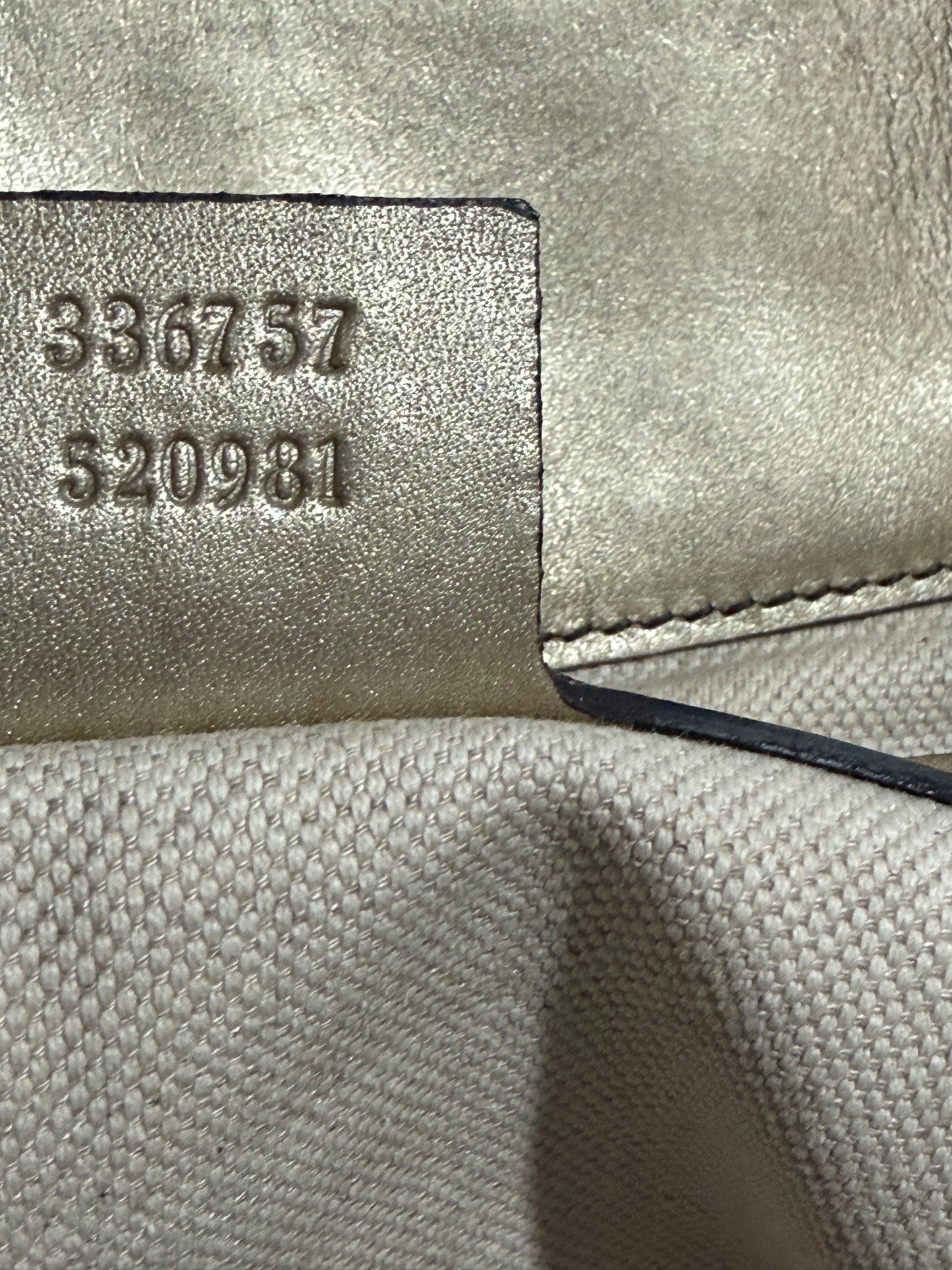 Gucci Beige Metallic Guccissima eather Large Emily Chain Shoulder Bag