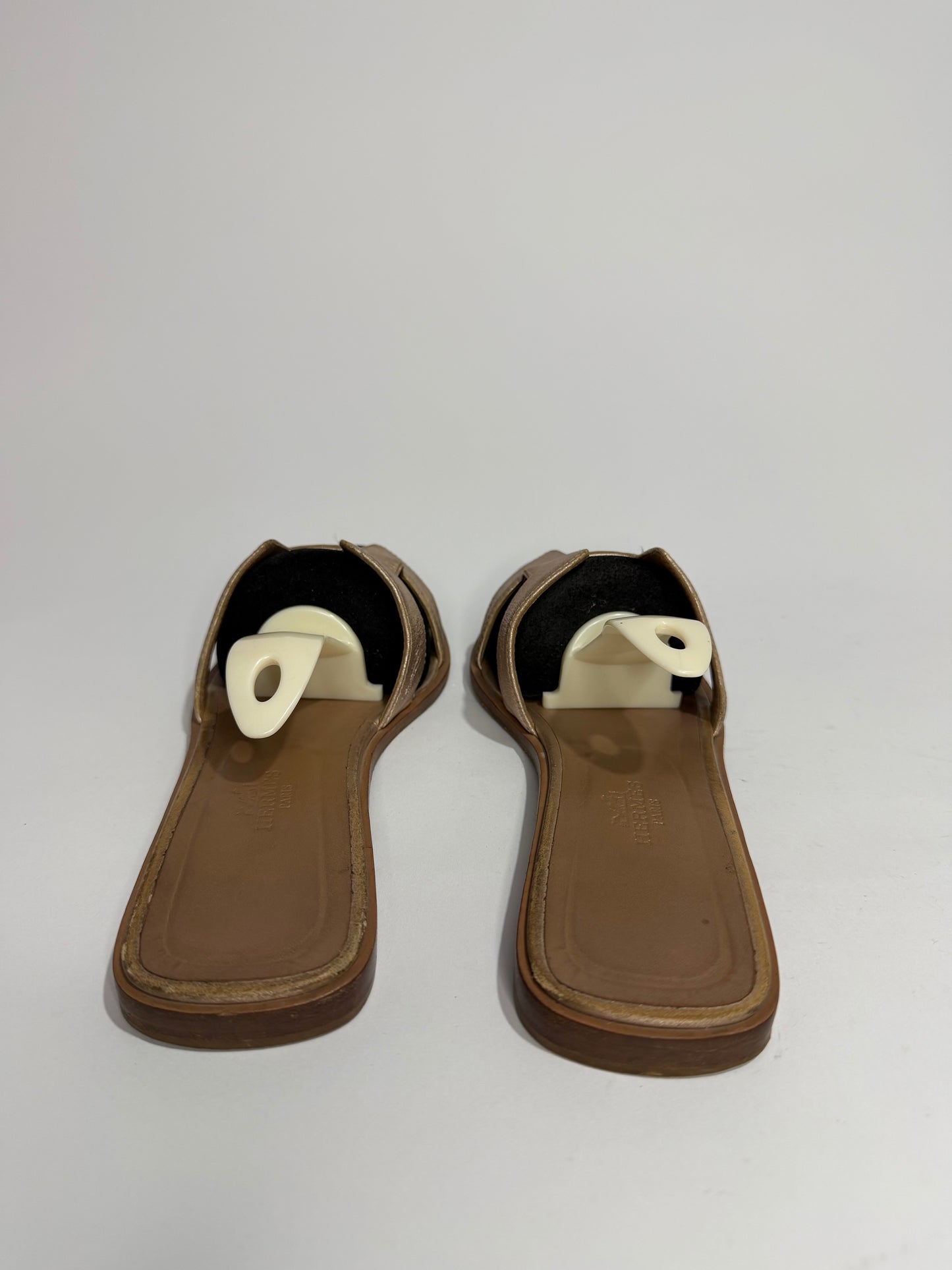 HERMES Metallic Box Calfskin Oran Sandals 38 EU/ 8 US / 5 UK