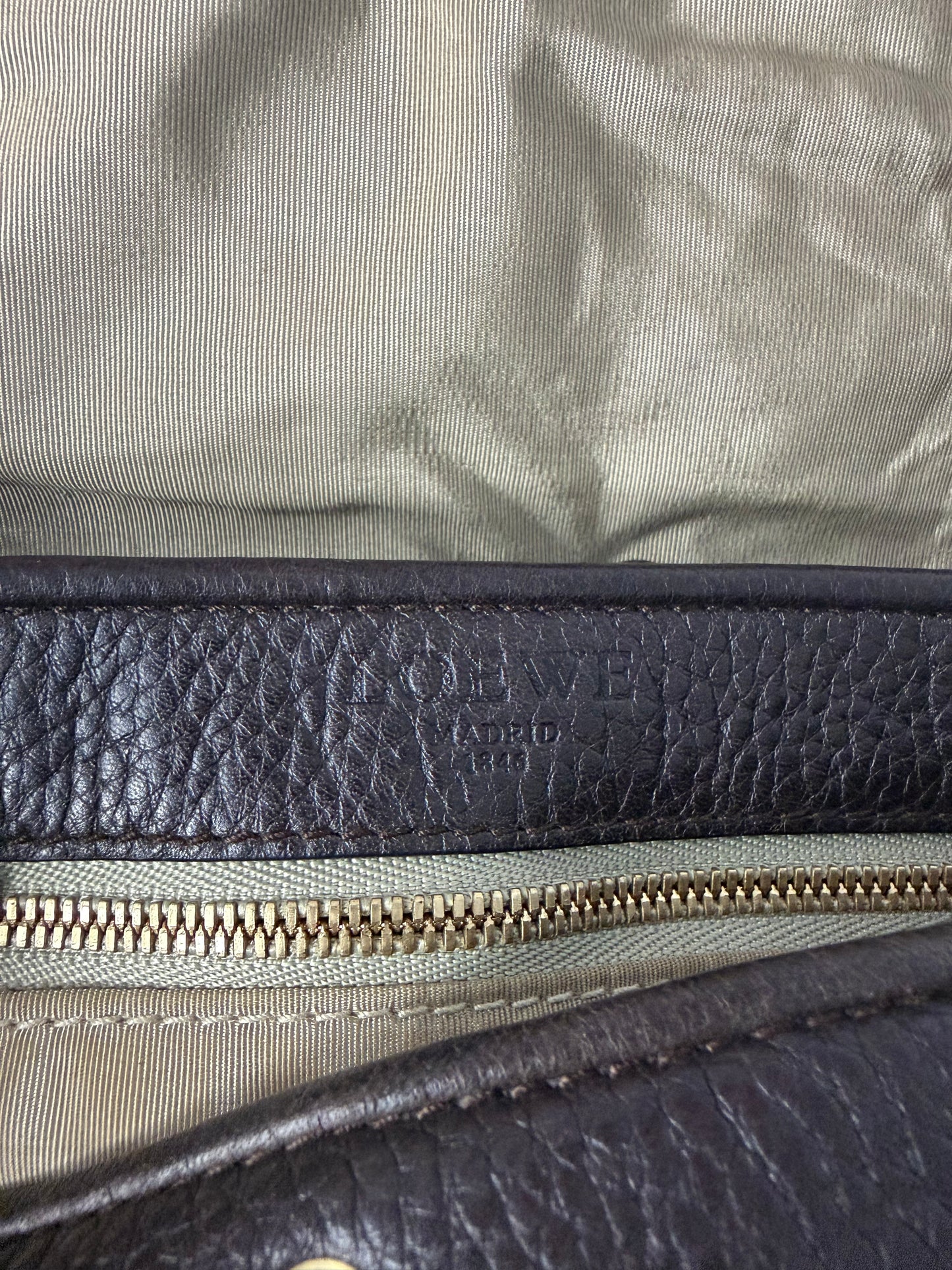 Loewe Madrid 1846 Brown Pebbled Leather Crossbody Saddle Bag