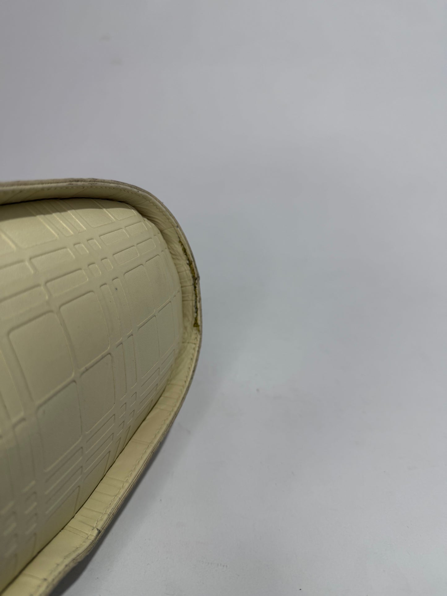 Burberry Cream Embossed Nova Check Leather Tote Bag