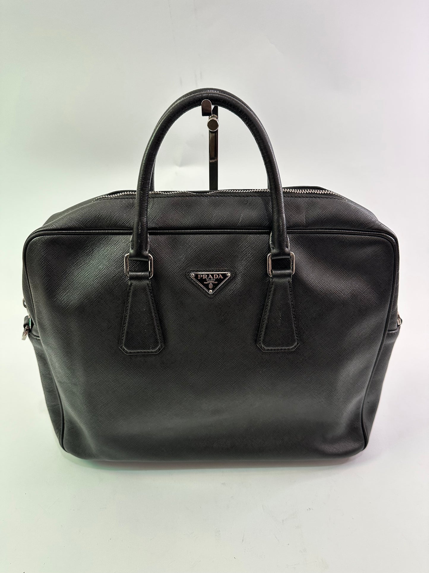 PRADA Leather Travel Briefcase Black