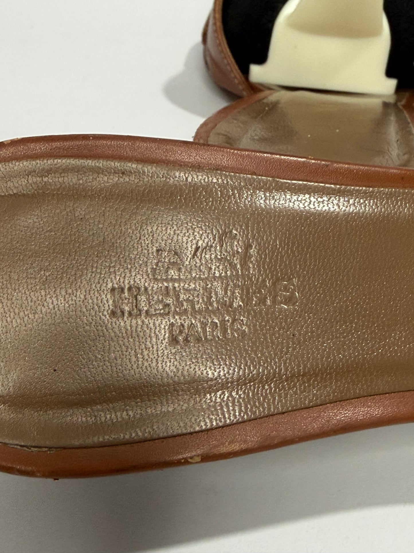 Hermes Brown Leather Oasis Slide Sandals Size 37 EU/ 7 US/ 4 UK
