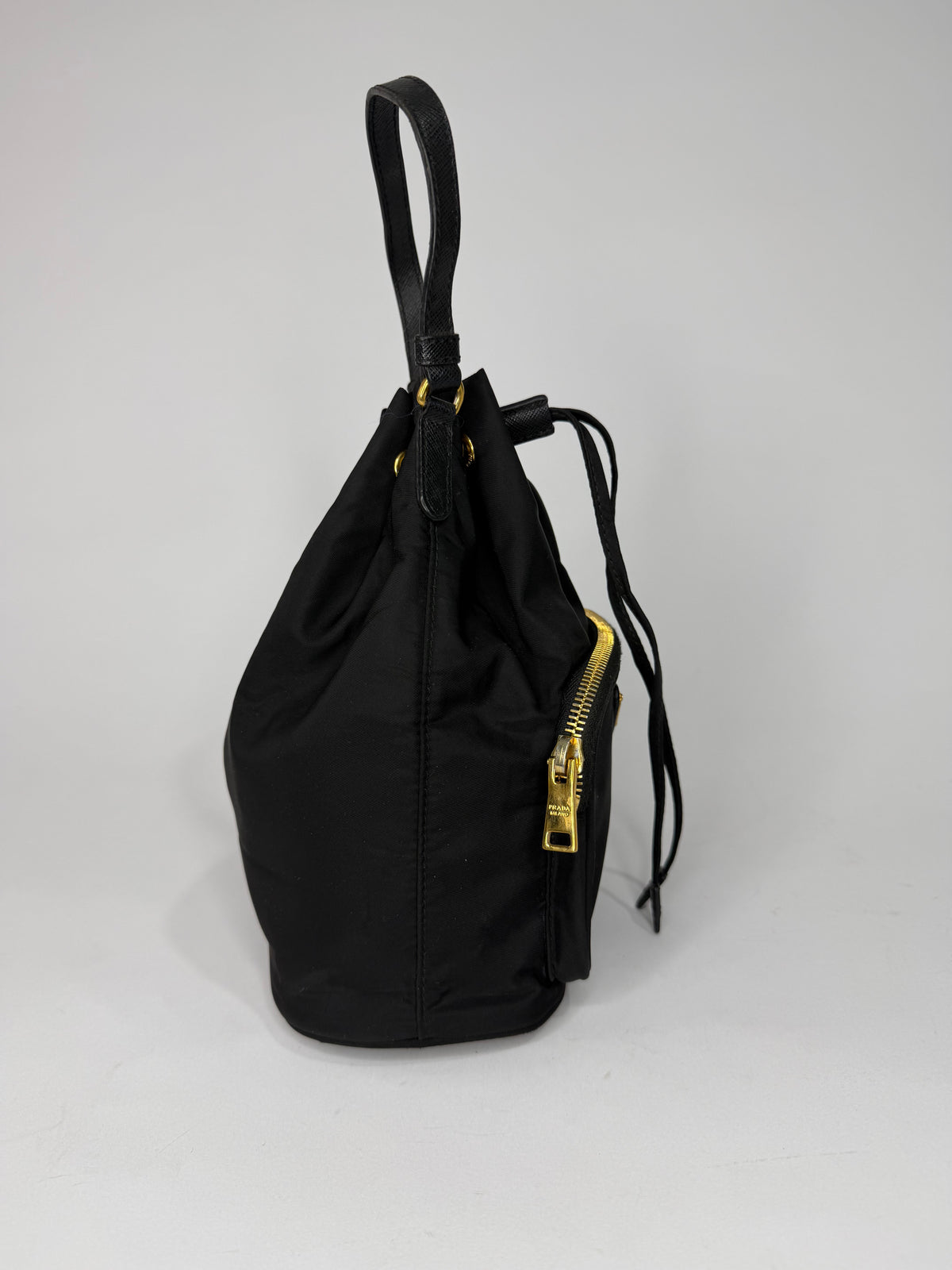 Prada Black Nylon Duet Bucket Shoulder Bag